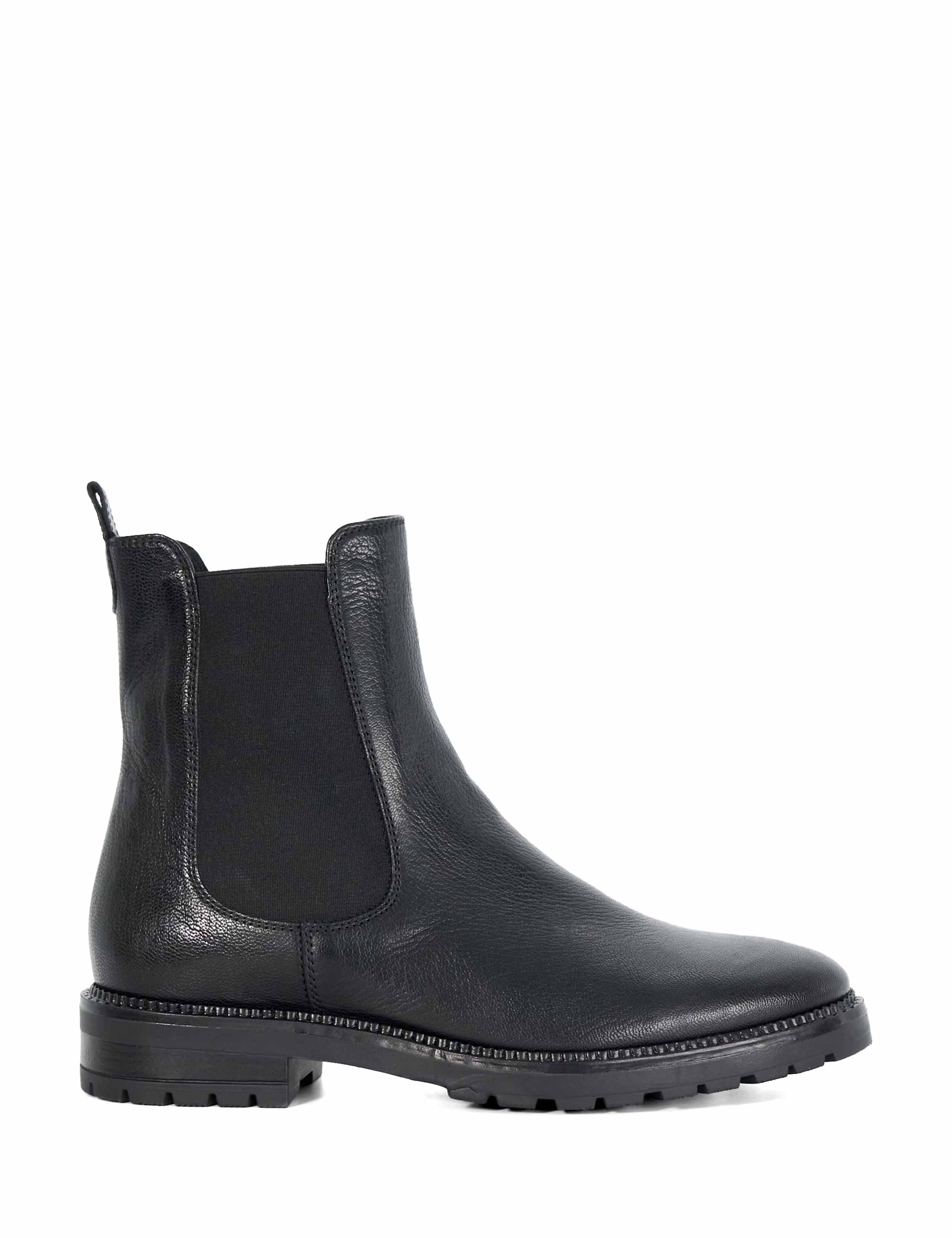 Leather Chelsea Block Heel Boots