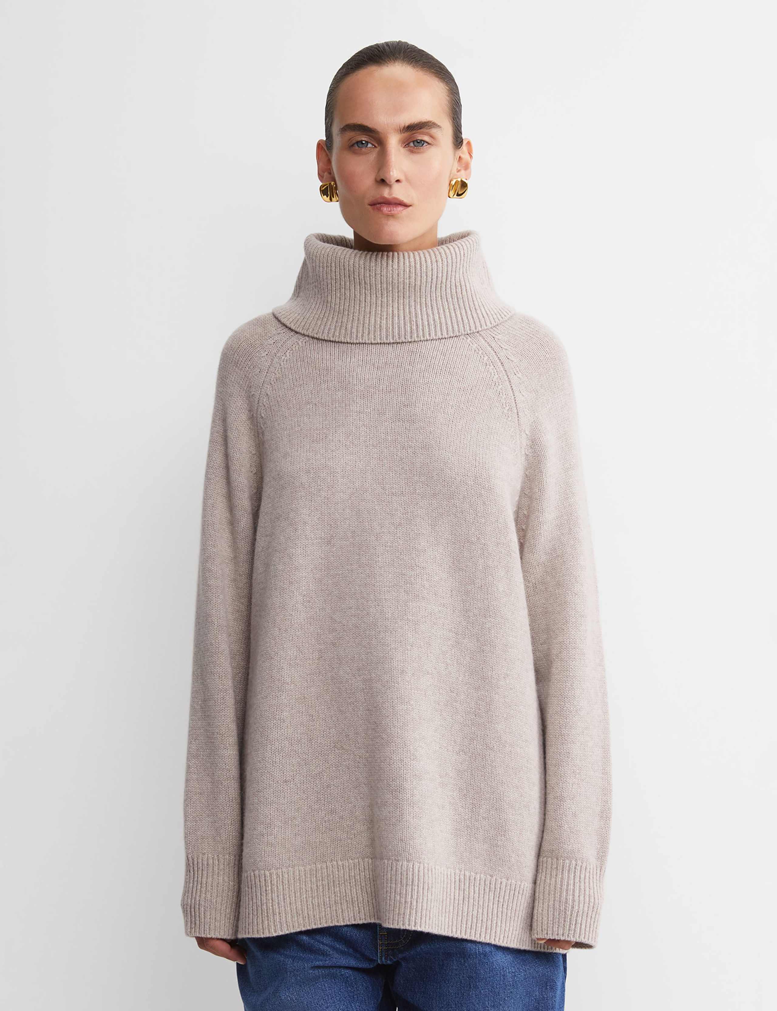 Pure Wool Roll Neck Relaxed Jumper