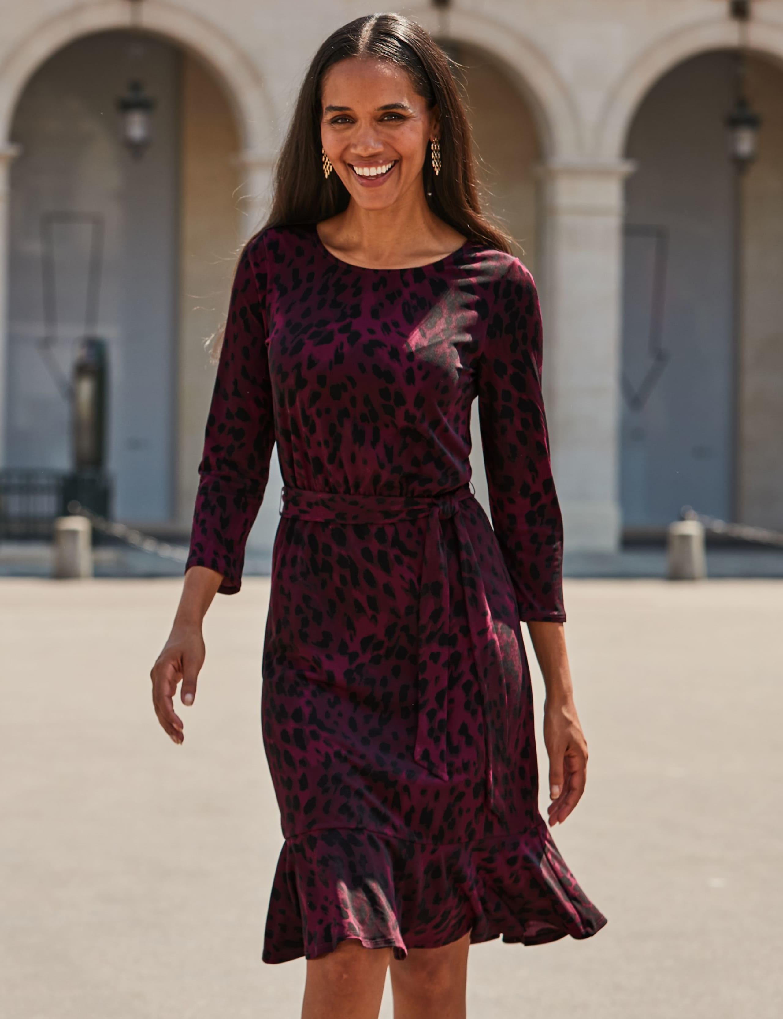 Animal Print Knee Length Skater Dress