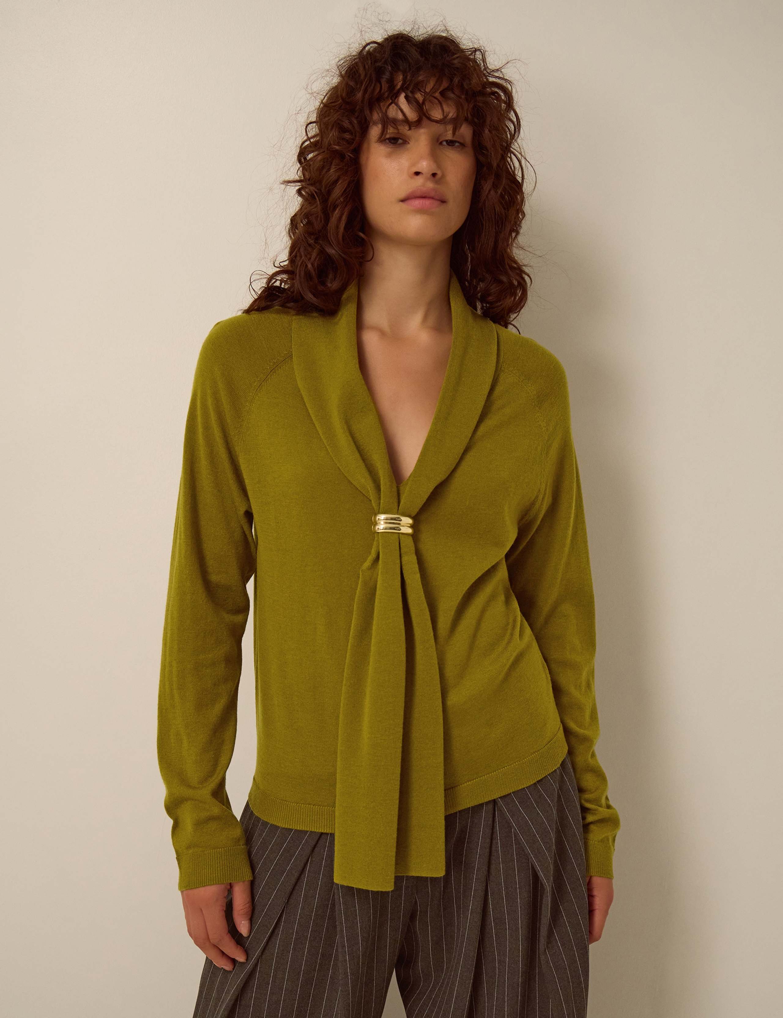 Tie Neck Jumper with Wool