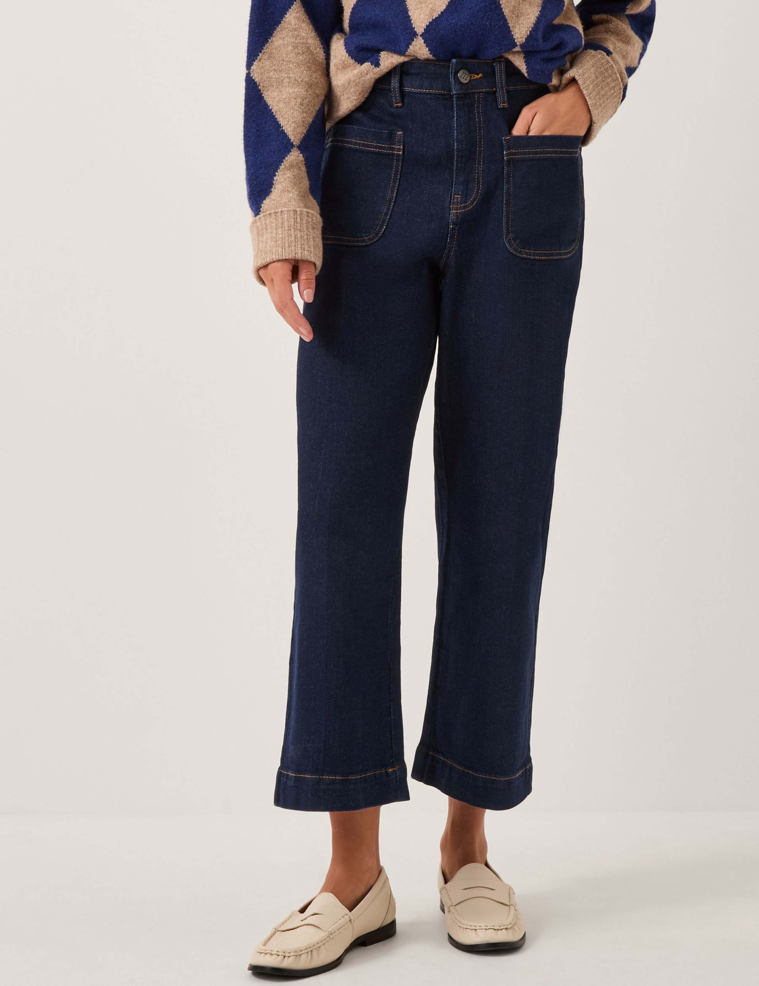 High Waisted Straight Leg Cropped Jeans