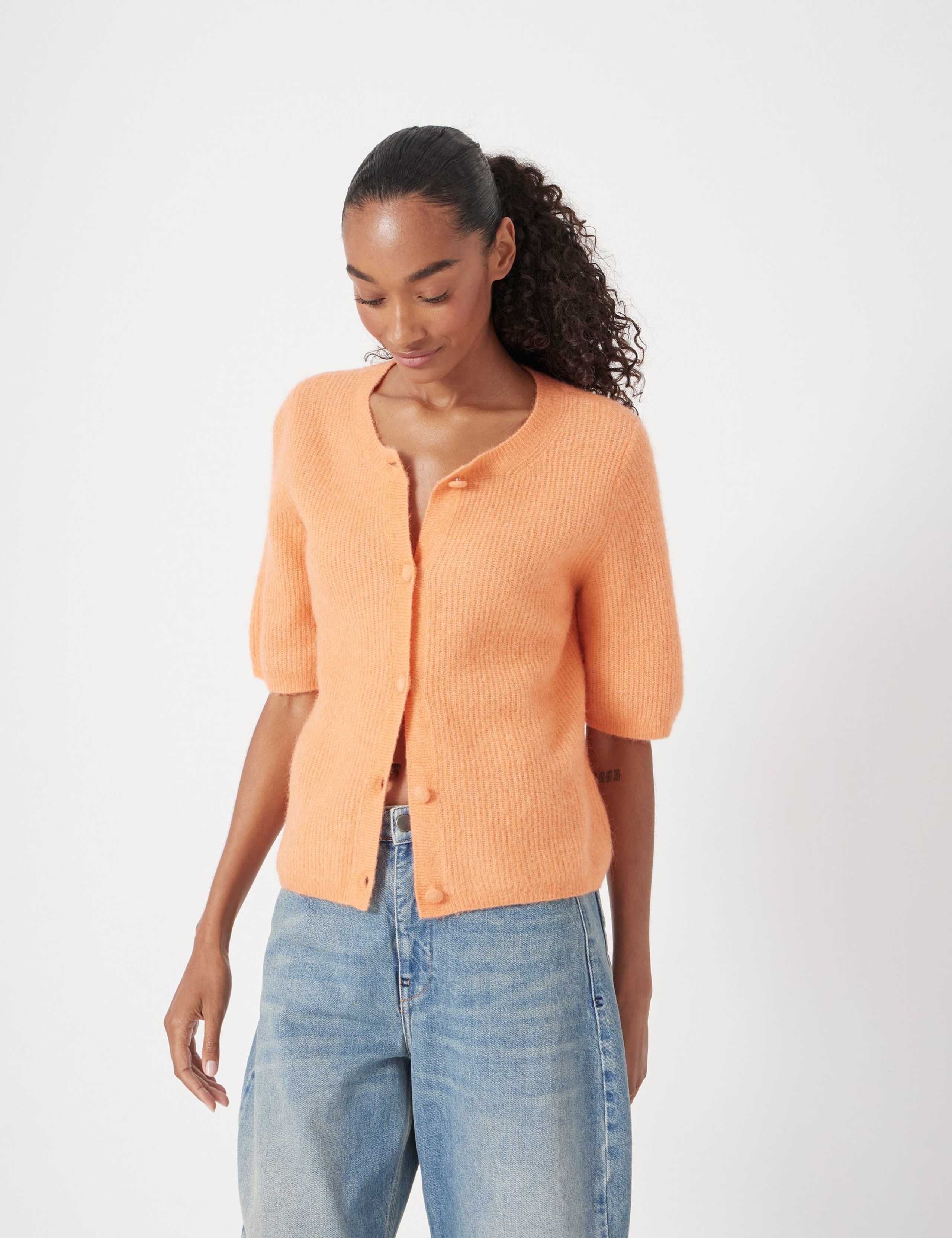 Crew Neck Ribbed Cardigan