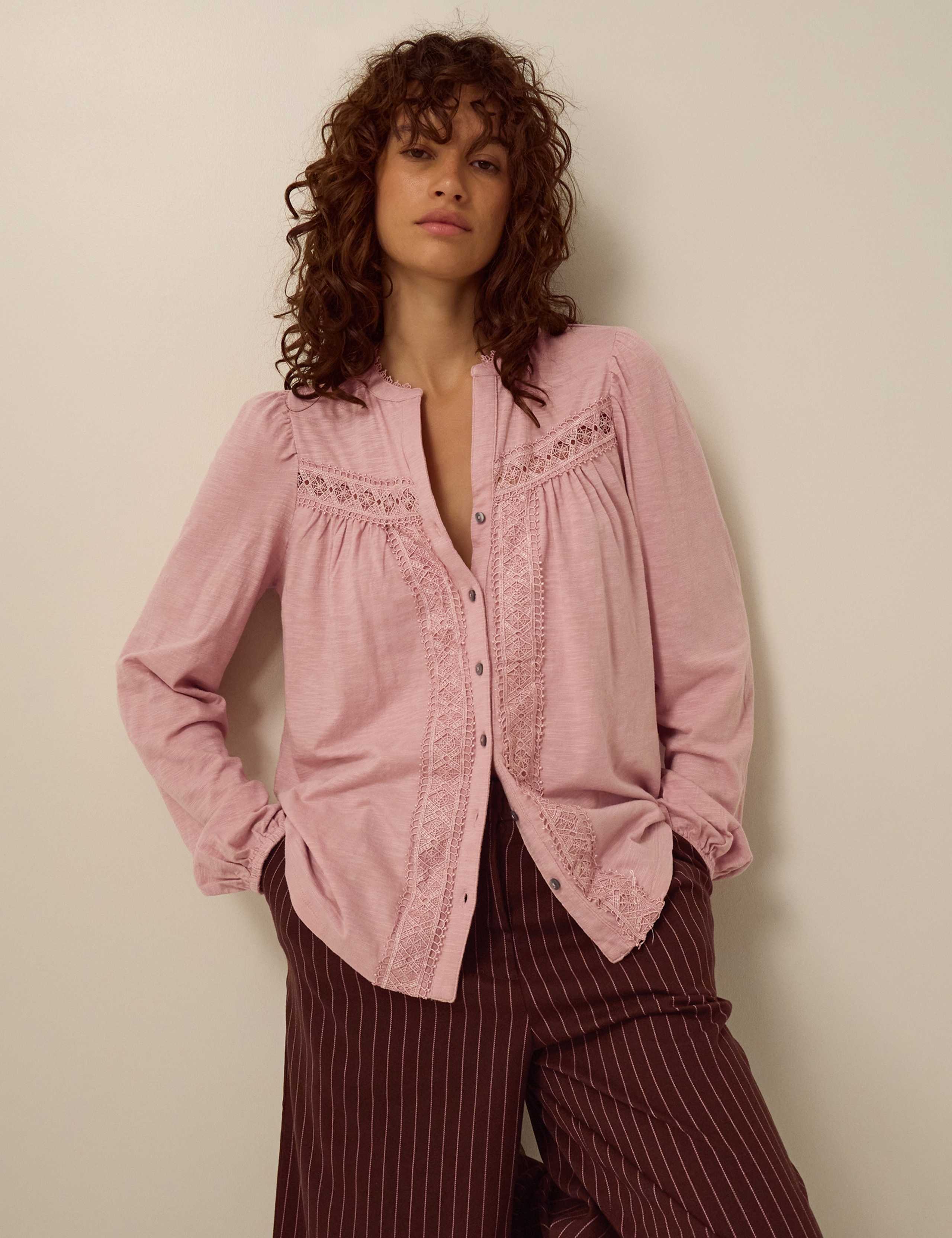 Cotton Modal Blend Lace Detail Shirt