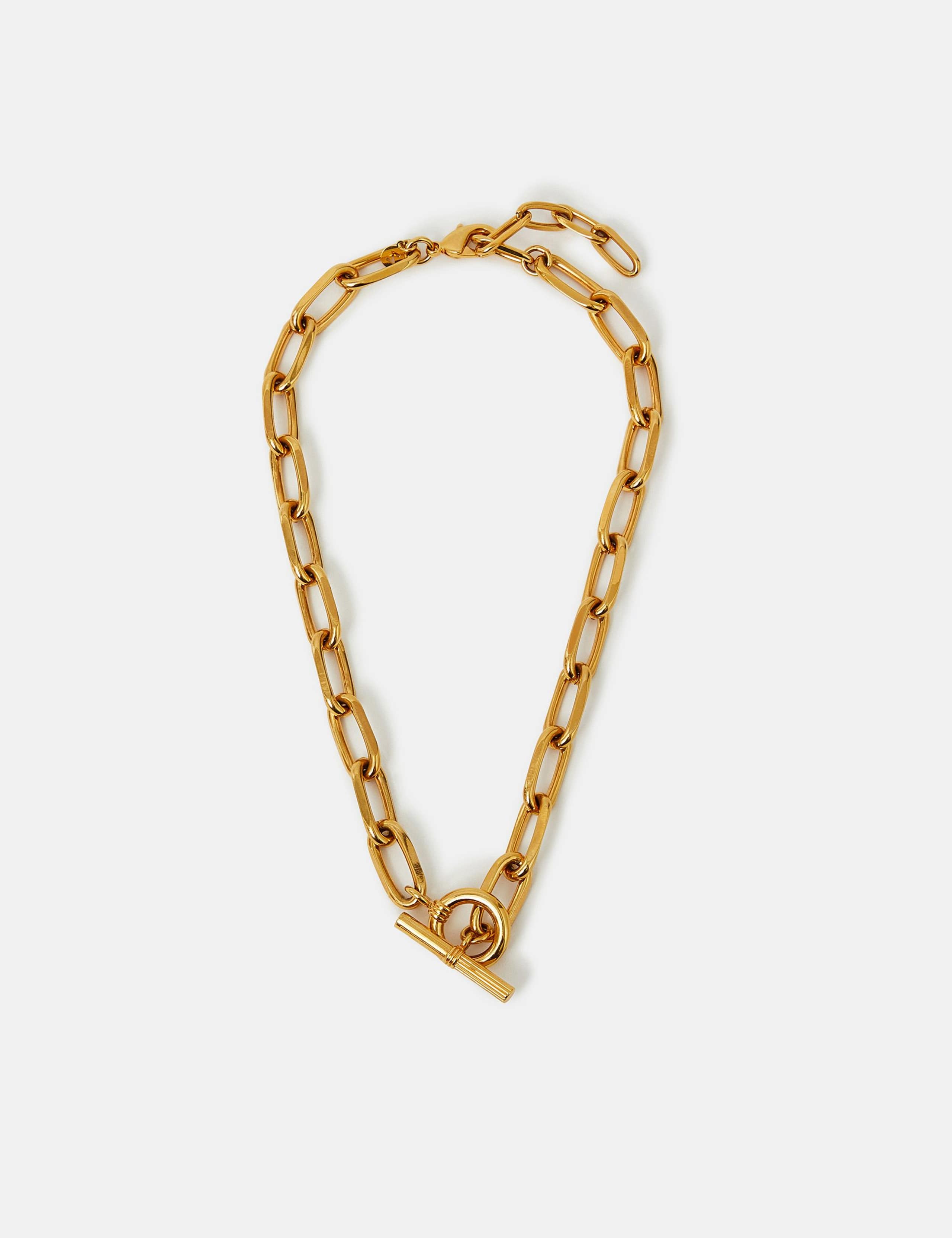 14ct Gold-Plated Chunky T-Bar Chain Necklace