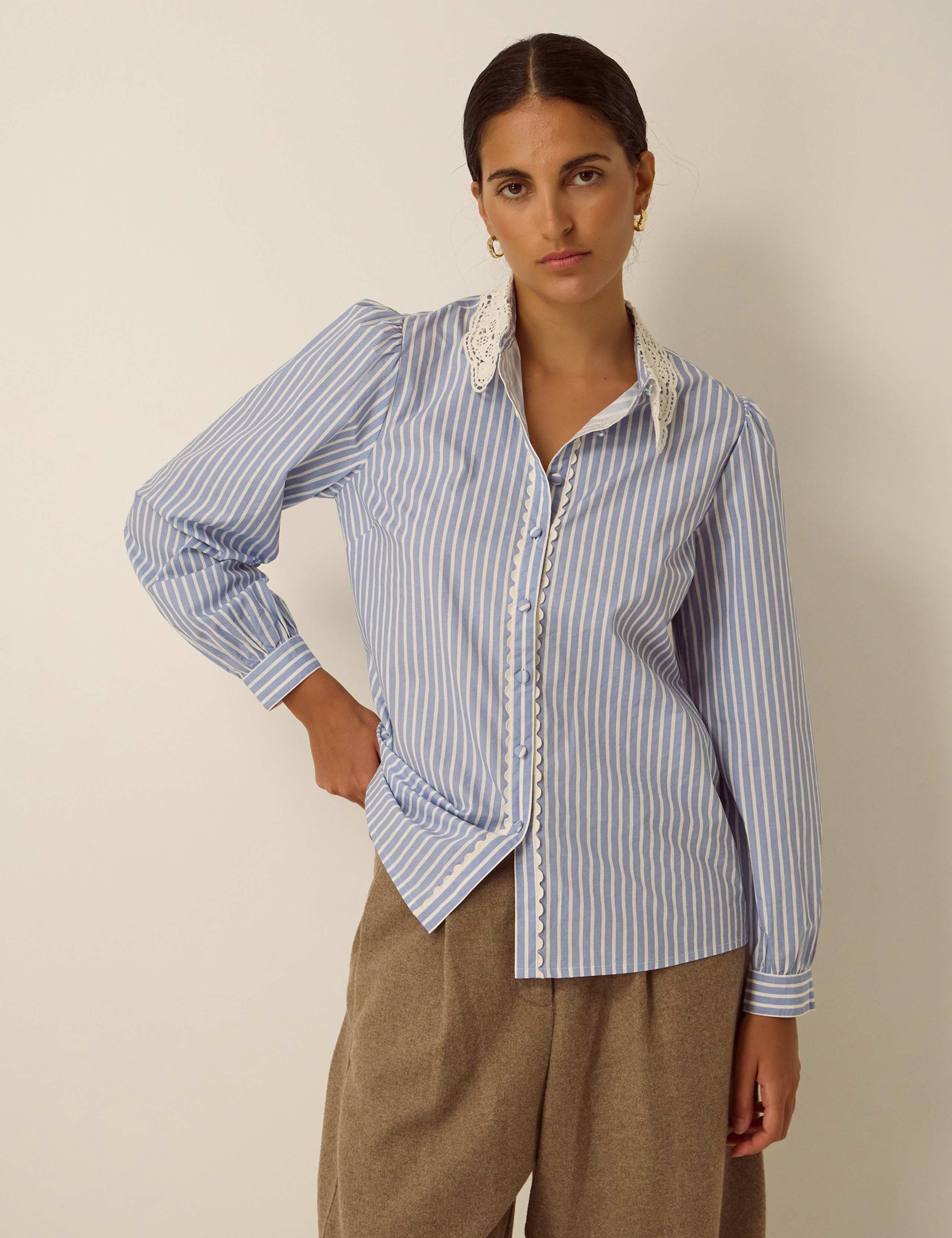 Pure Cotton Striped Collared Shirt