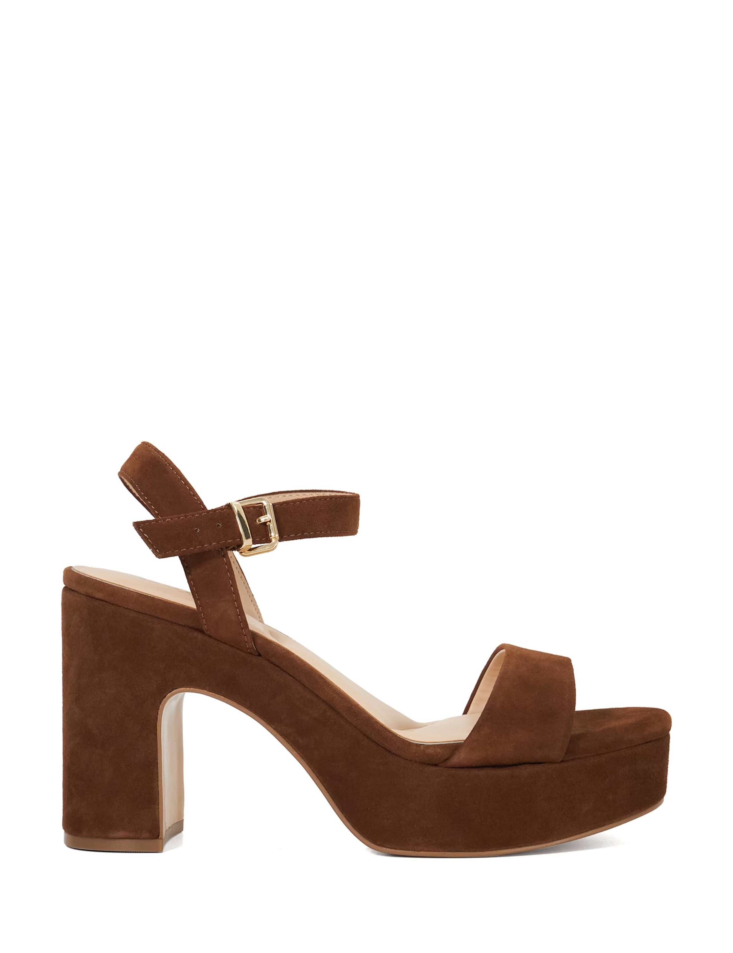 Suede Platform Block Heel Sandals