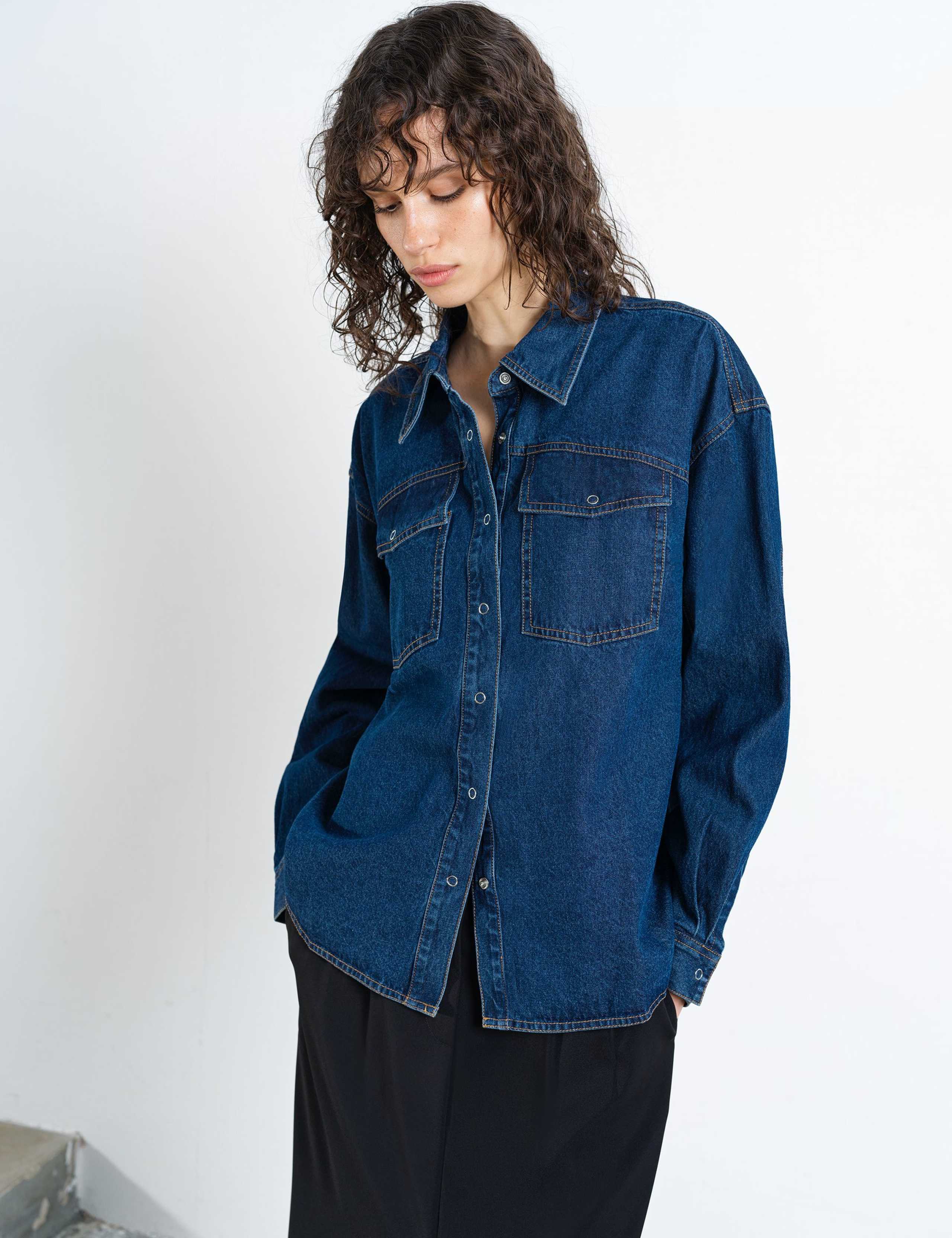 Denim Collared Pocket Detail Shirt