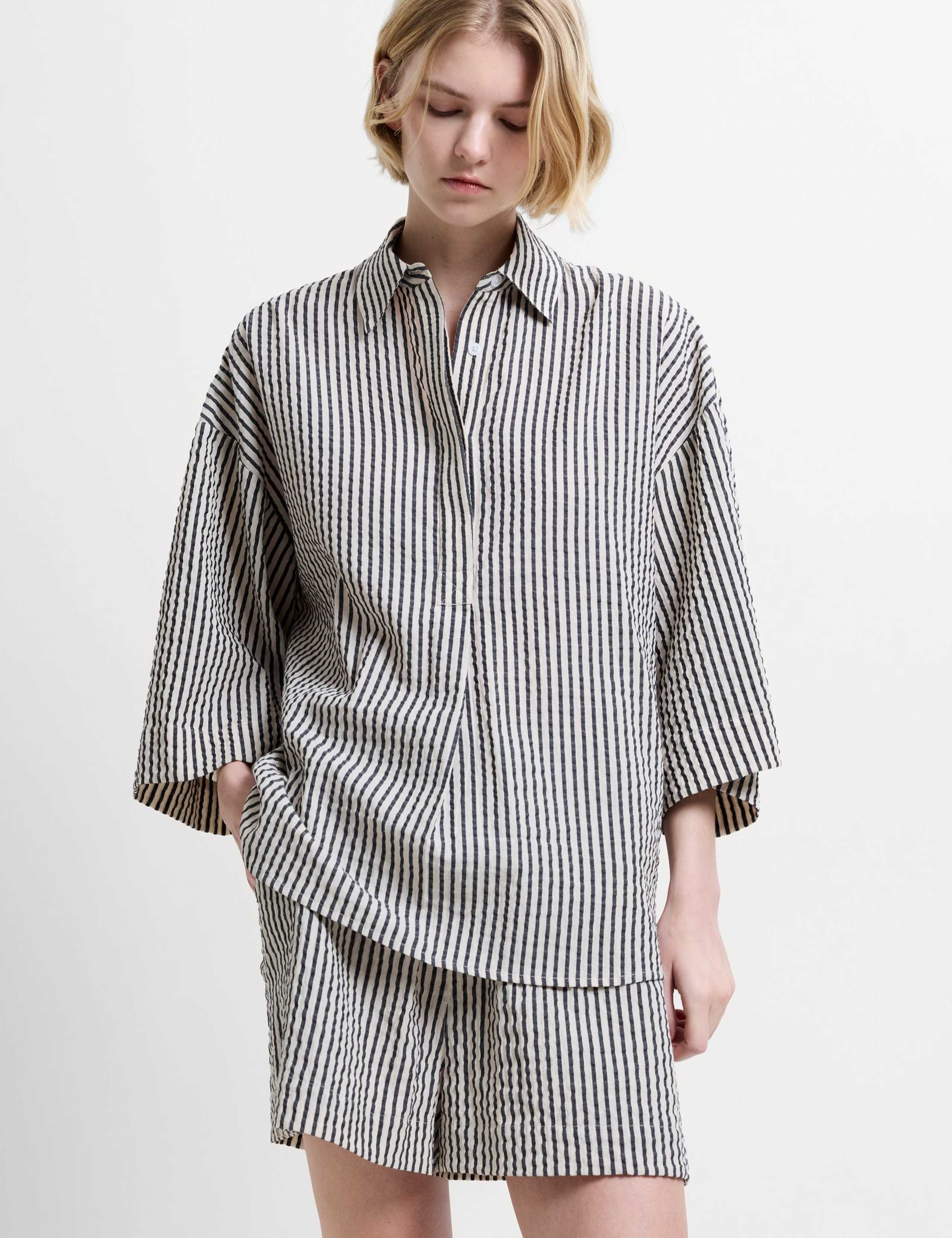 Pure Cotton Striped Seersucker Shirt