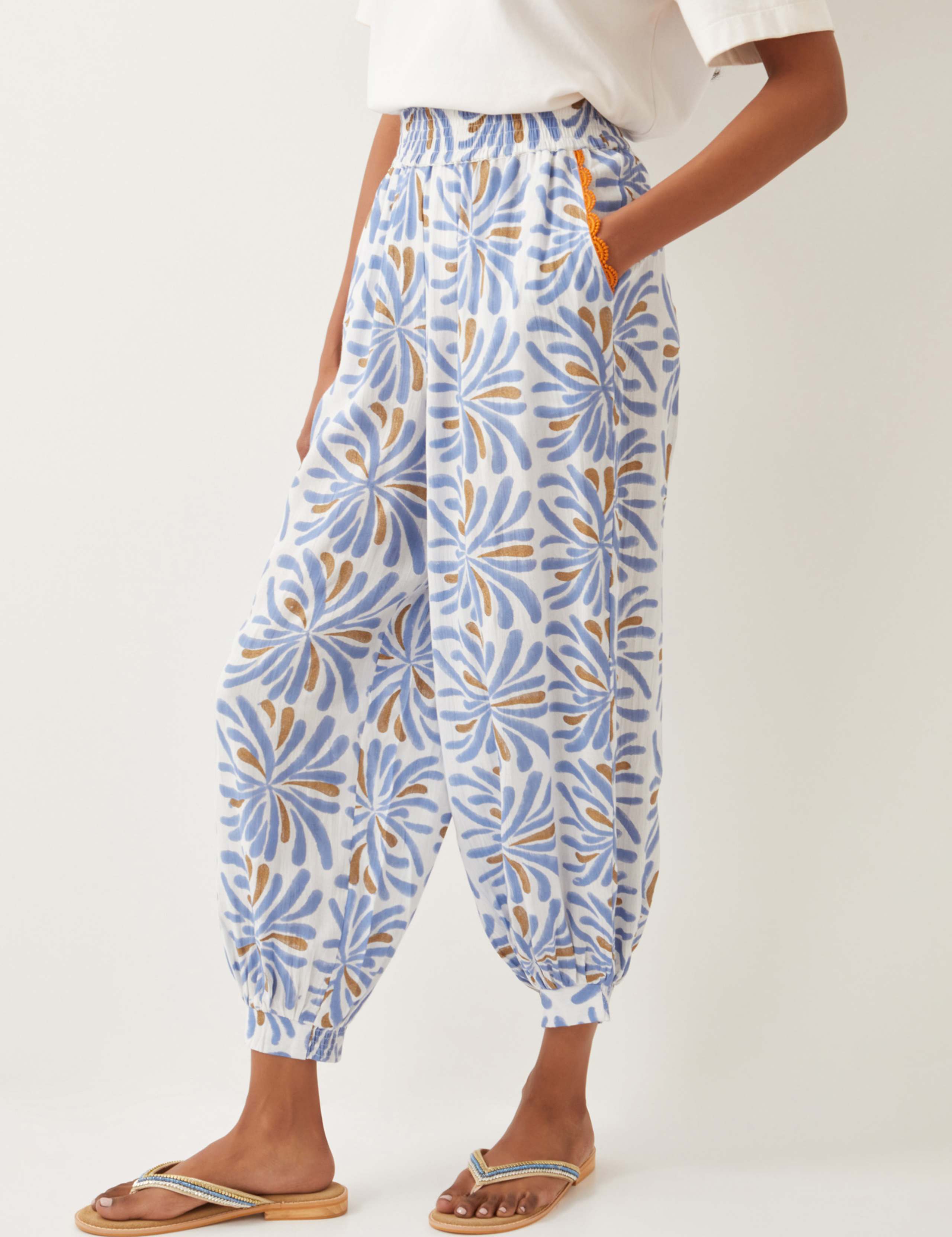 Printed Elasticated Waist Cuffed Trousers