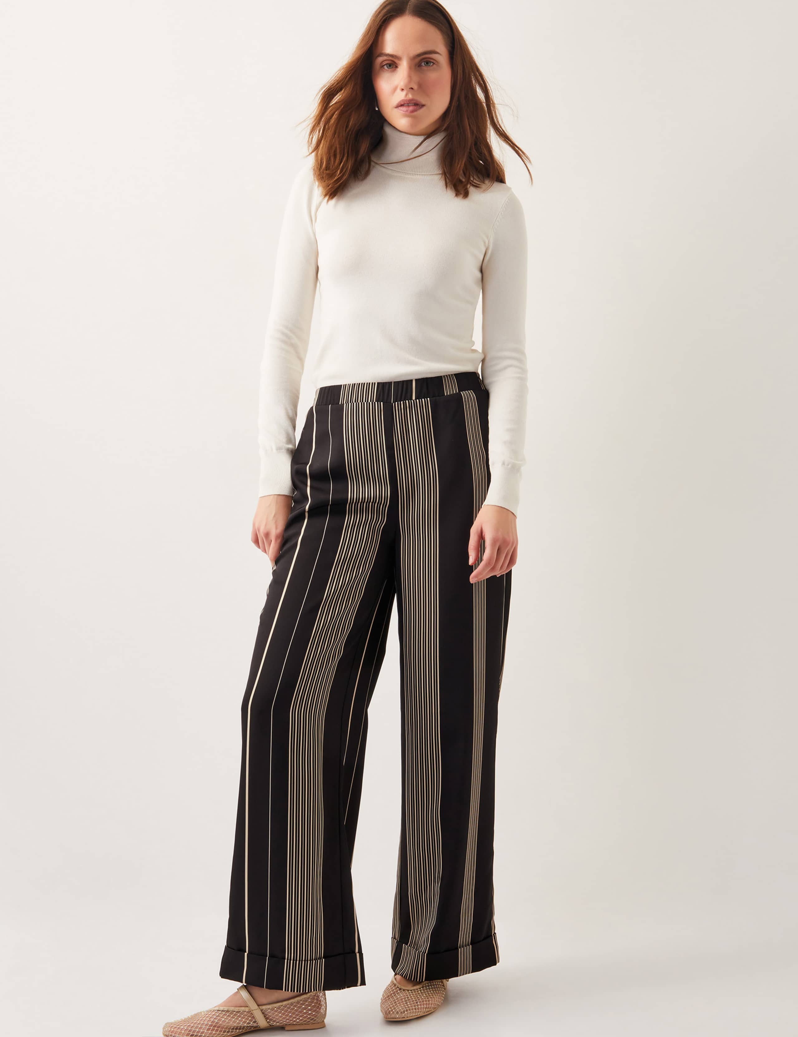 Striped Straight Leg Trousers