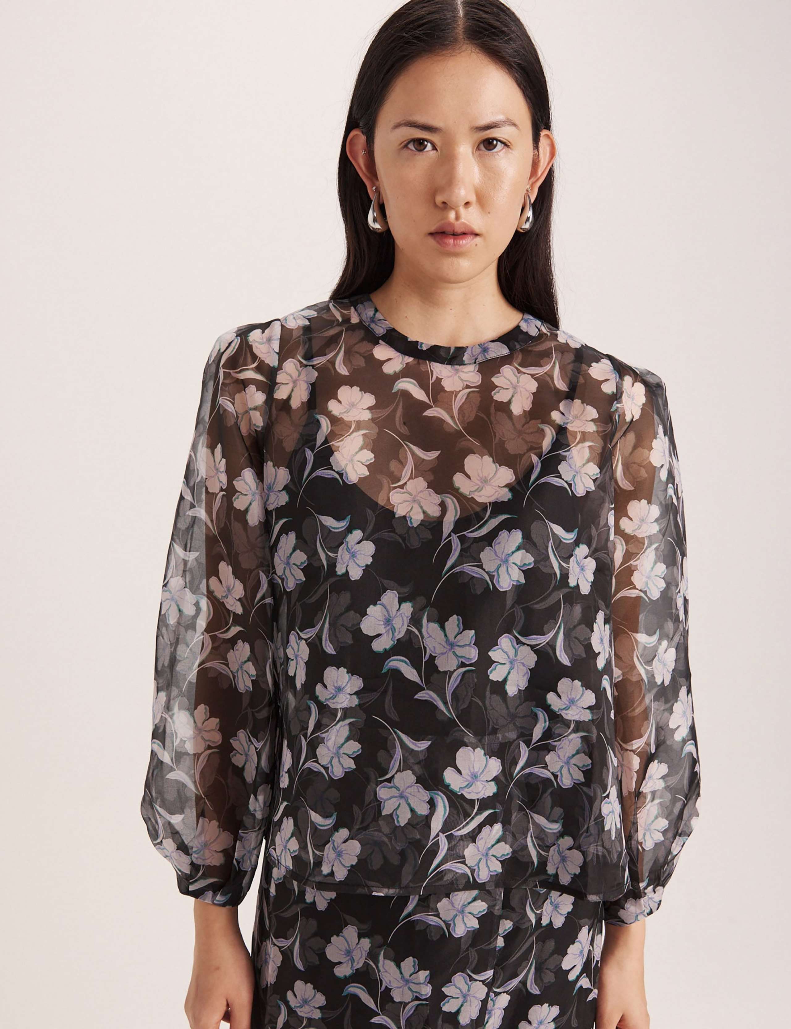 Pure Silk Organza Primrose Floral Top