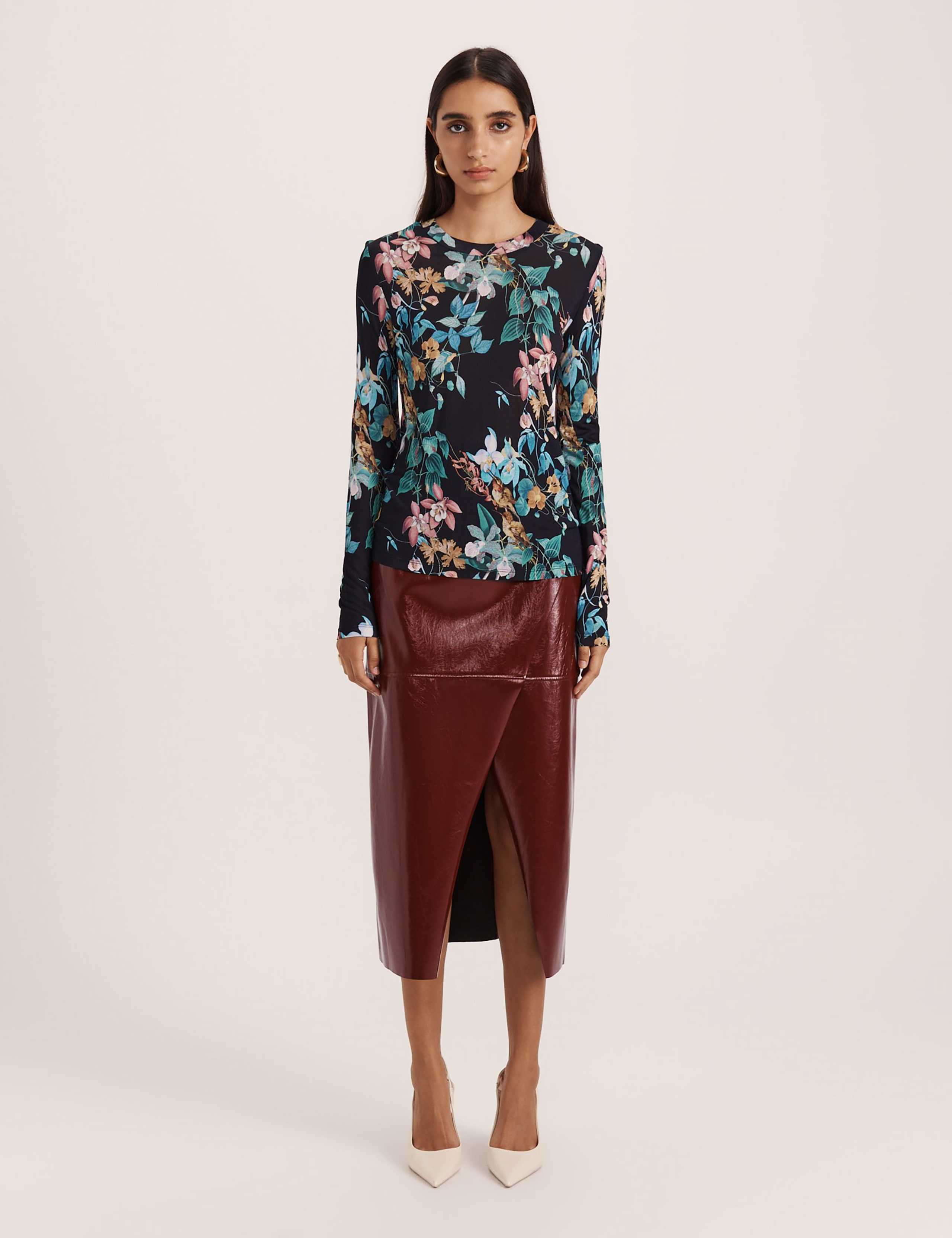 Pure Modal Floral Round Neck Top