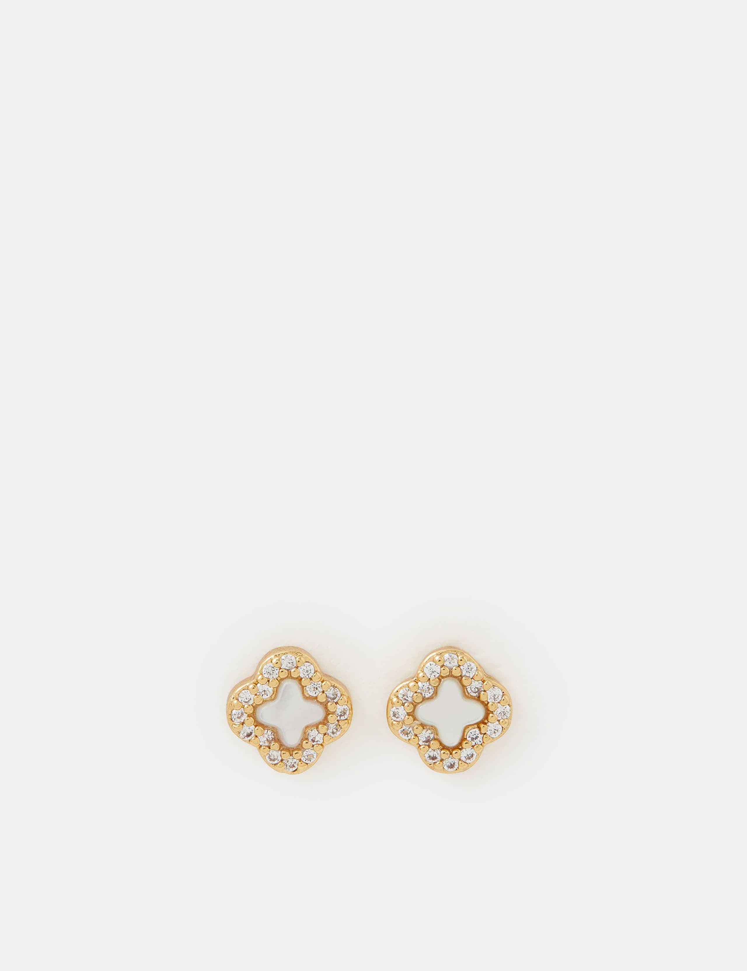 Gold Plated Clover Stud Earrings
