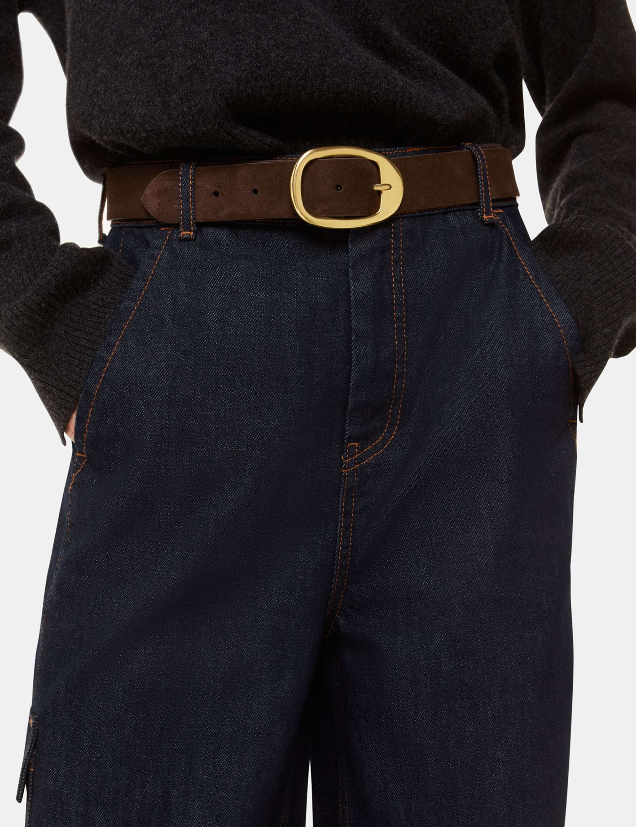 Suede Oval Buckle Jeans Belt