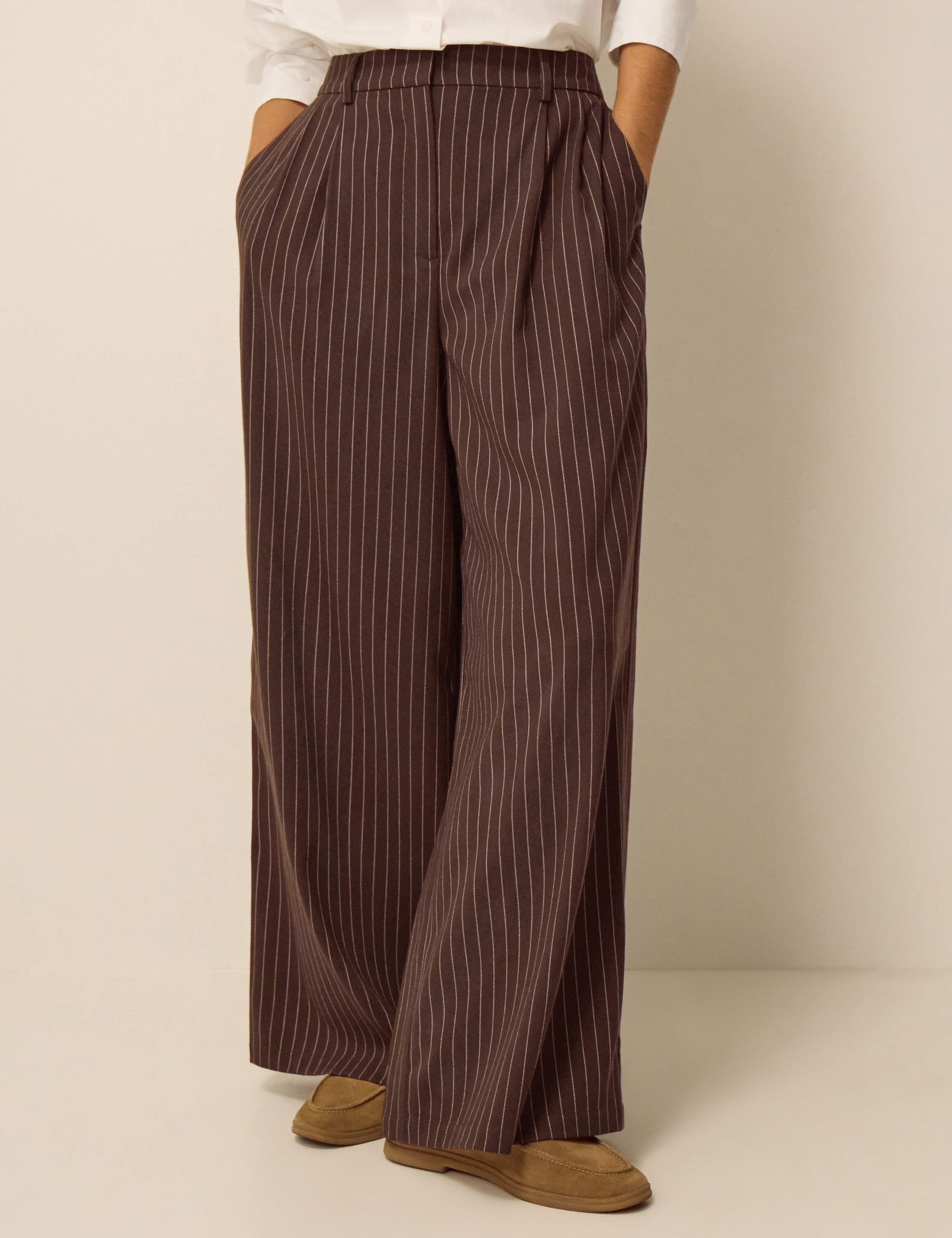 Pinstripe Wide Leg Trousers