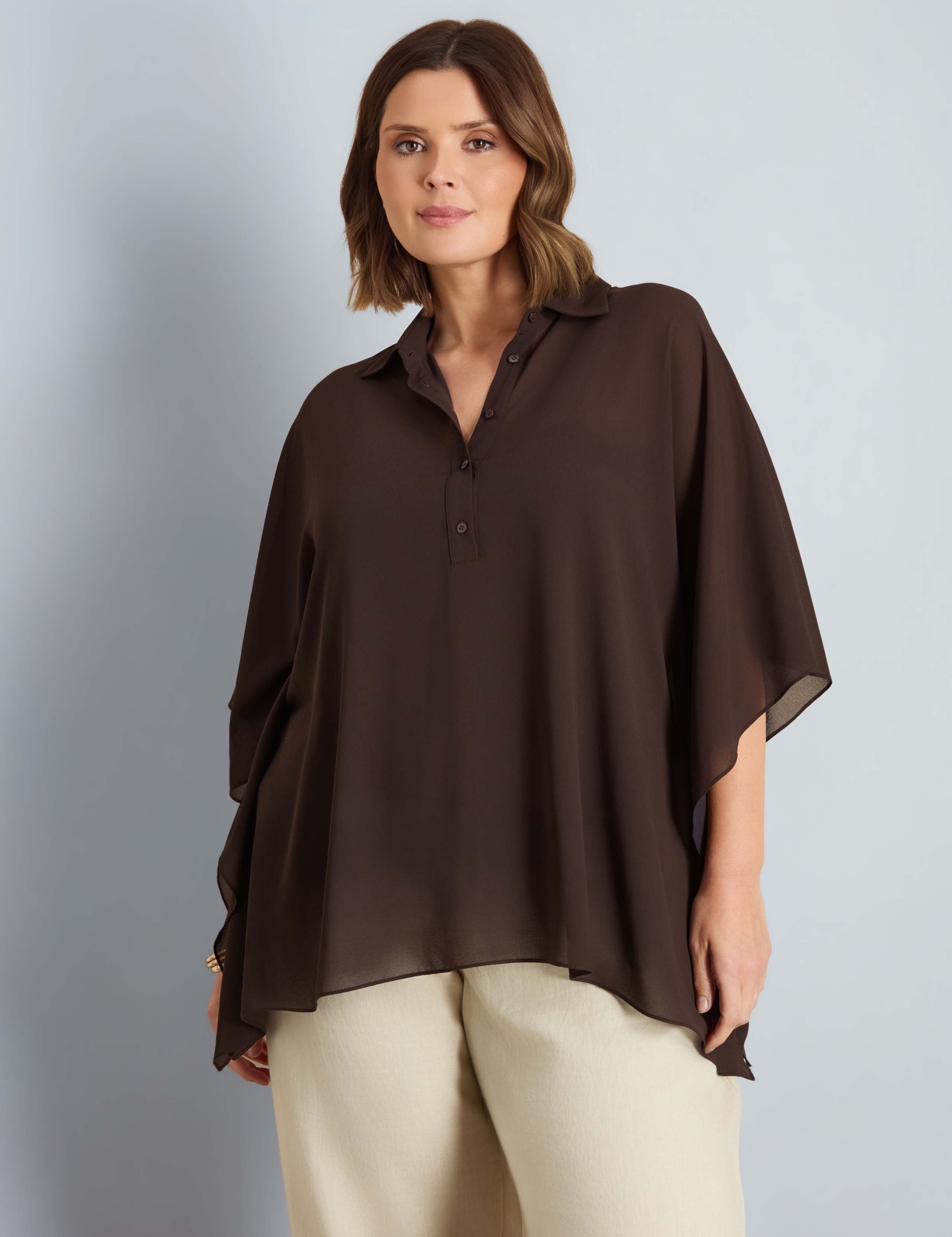 Half Placket Overlay Blouse