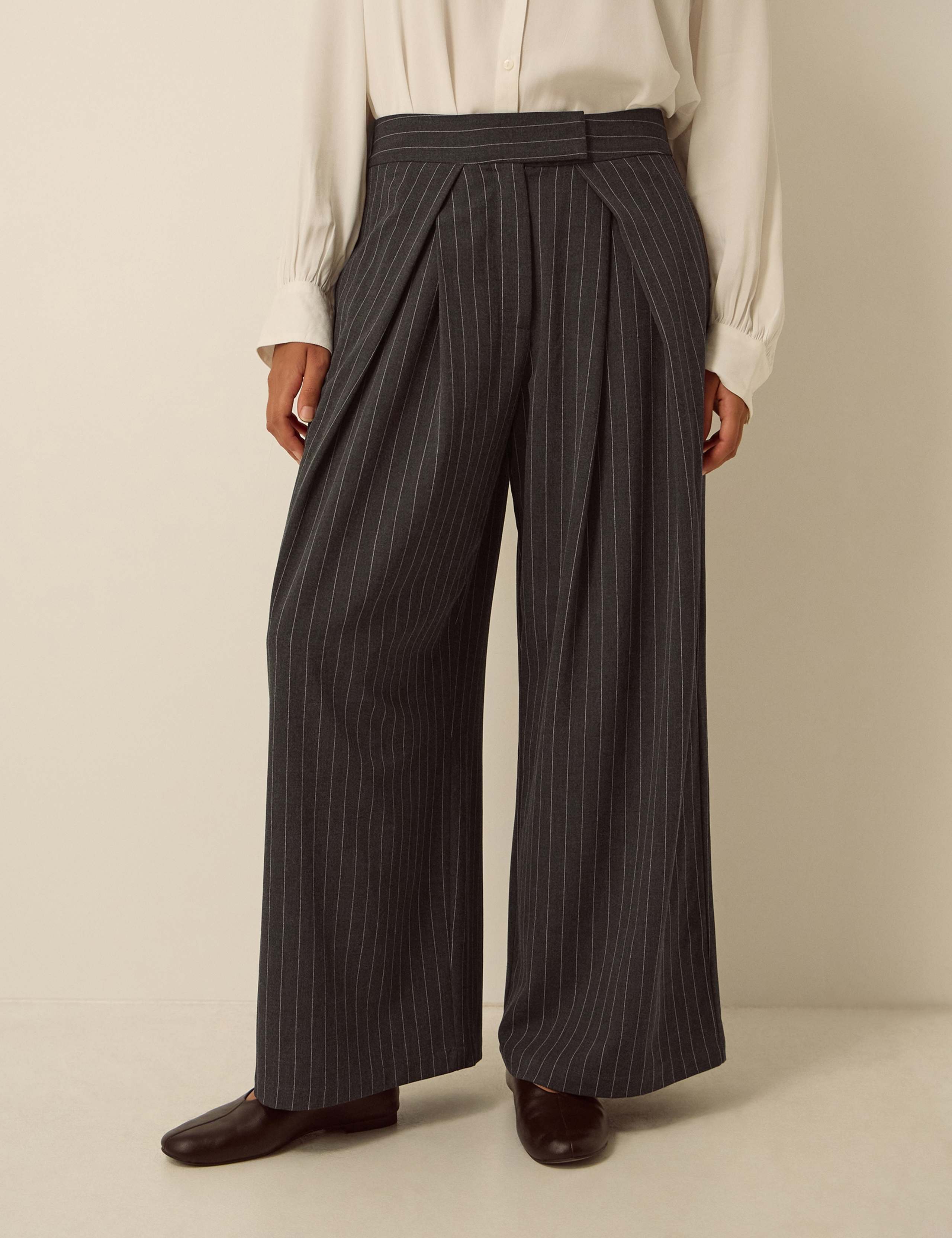 Pinstripe Wide Leg Trousers