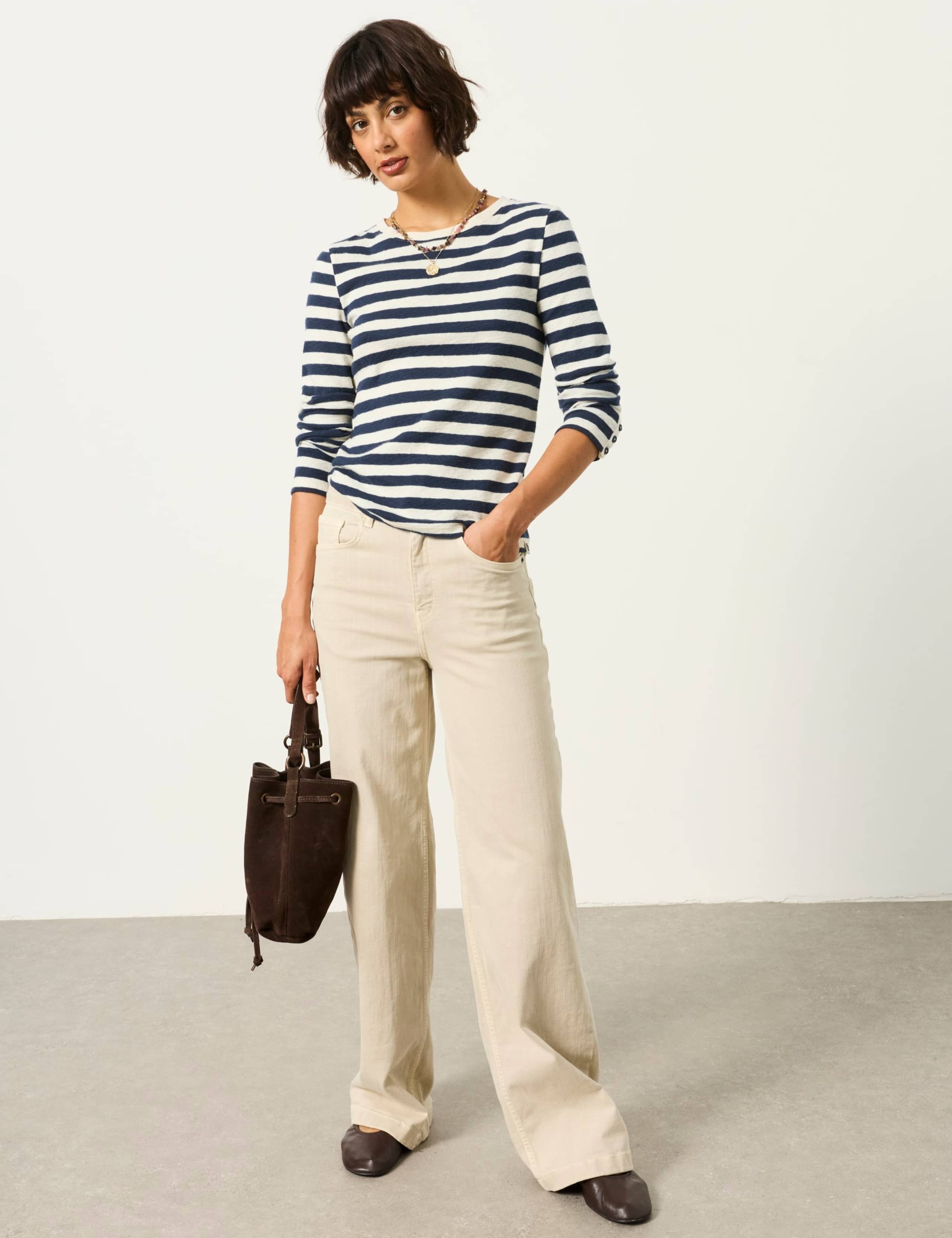 Cotton Rich Striped Slim Fit Top