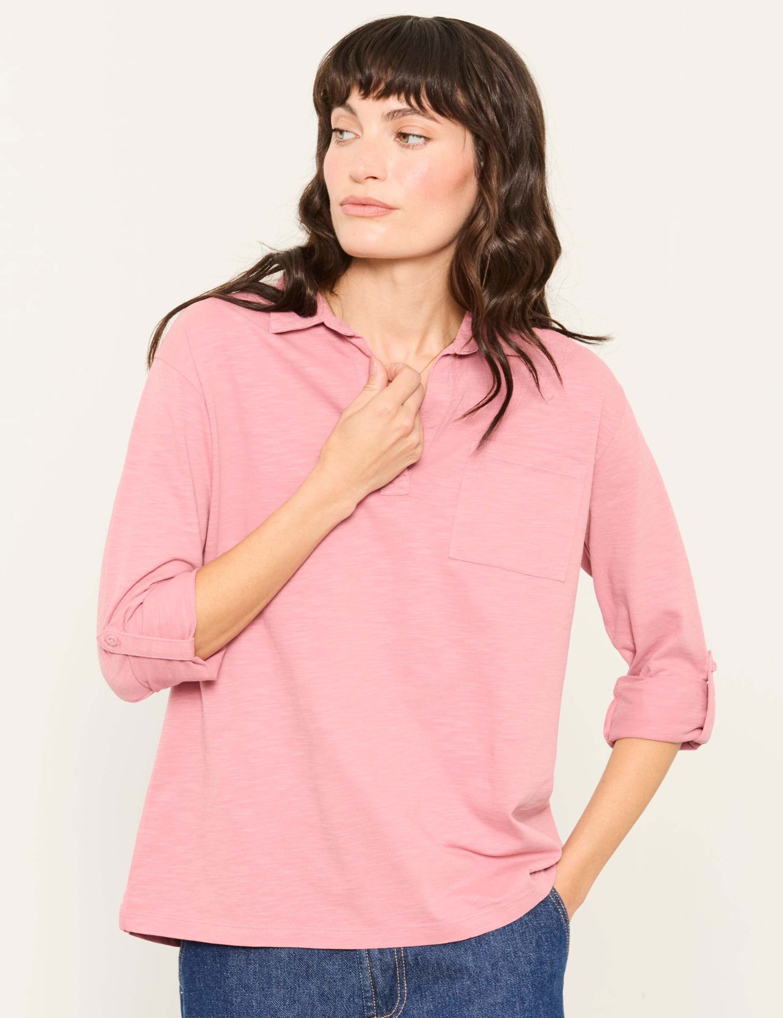 Pure Cotton V-Neck Polo Top