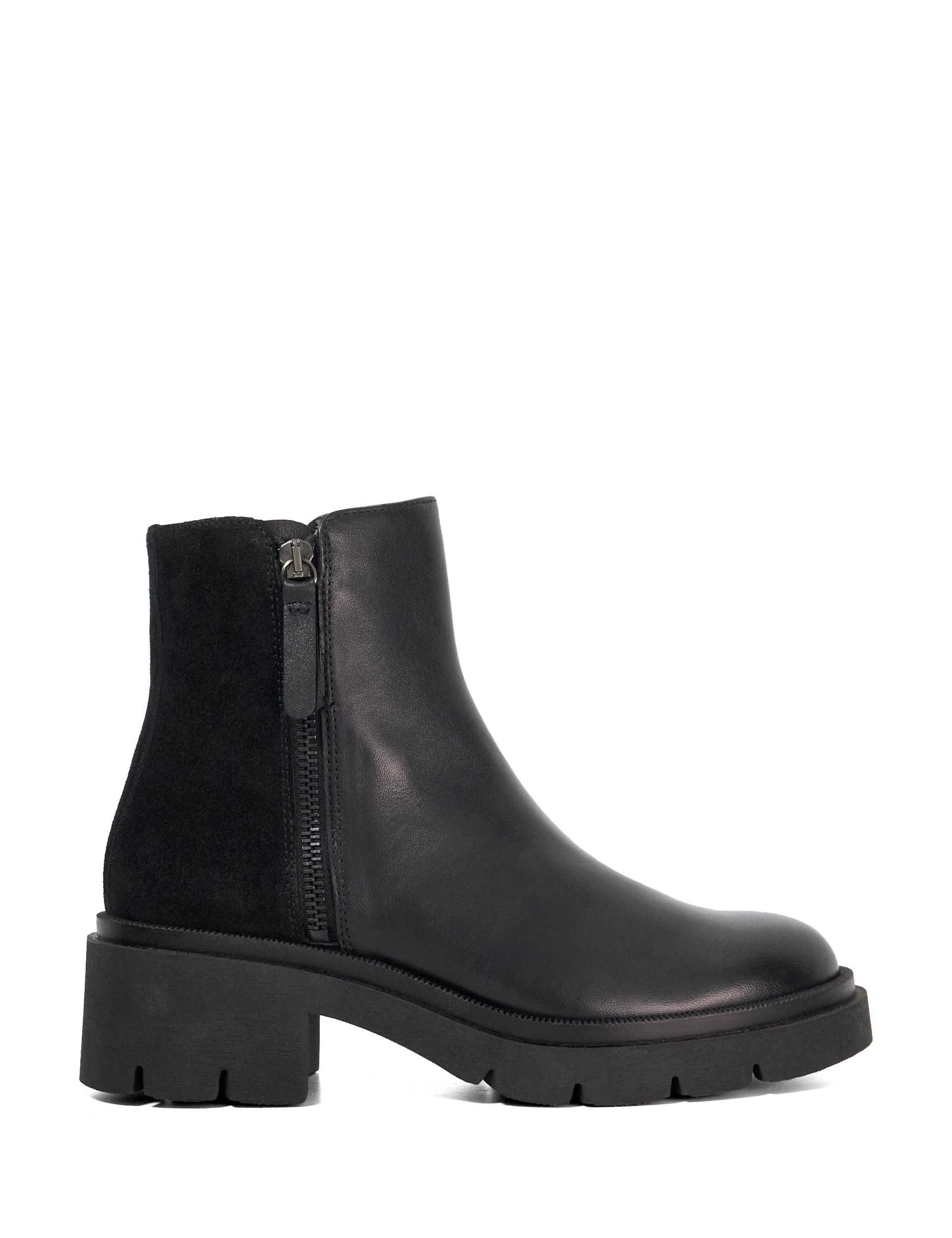 Leather Chelsea Block Heel Ankle Boots