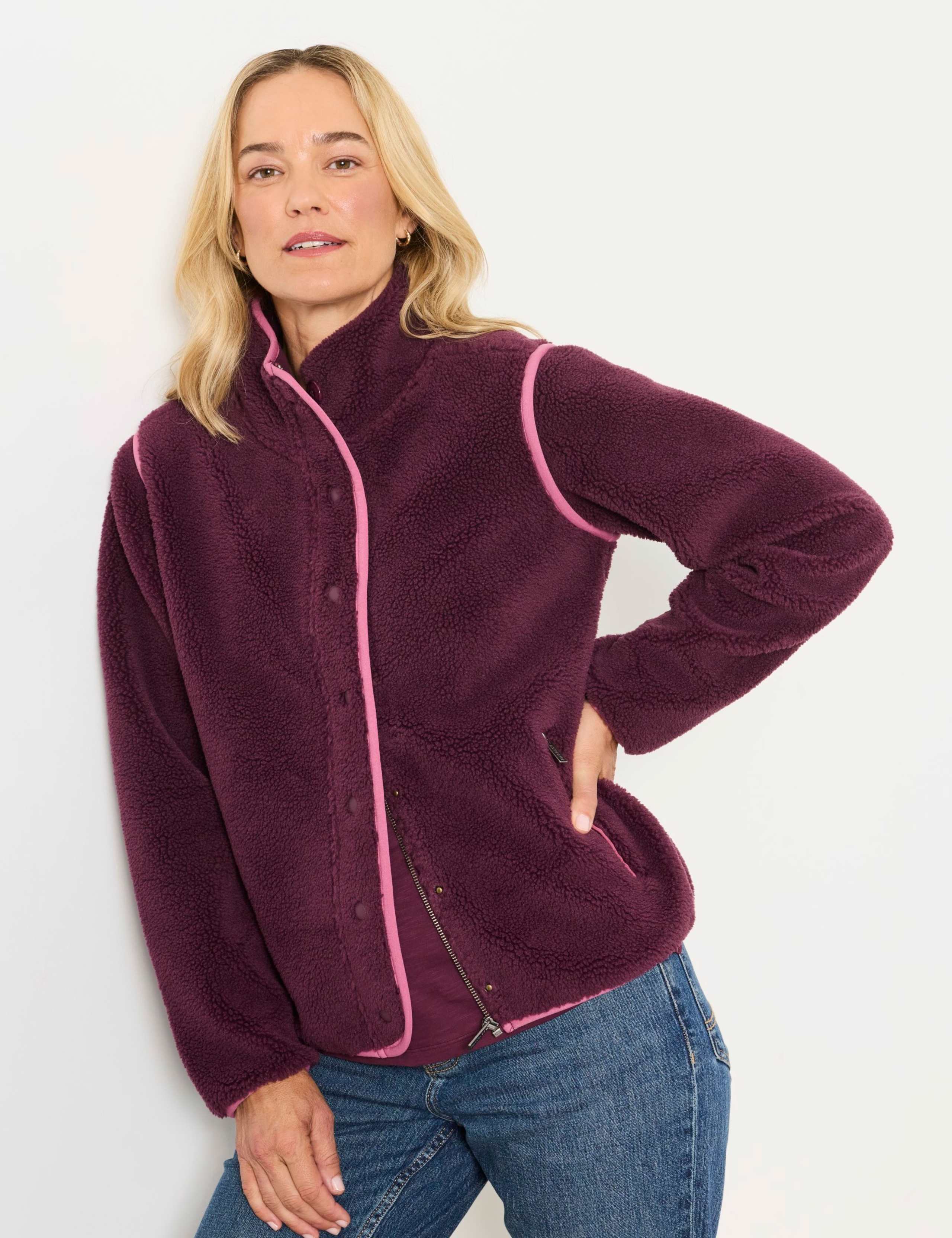 Fleece Funnel Neck Bomber Jacket