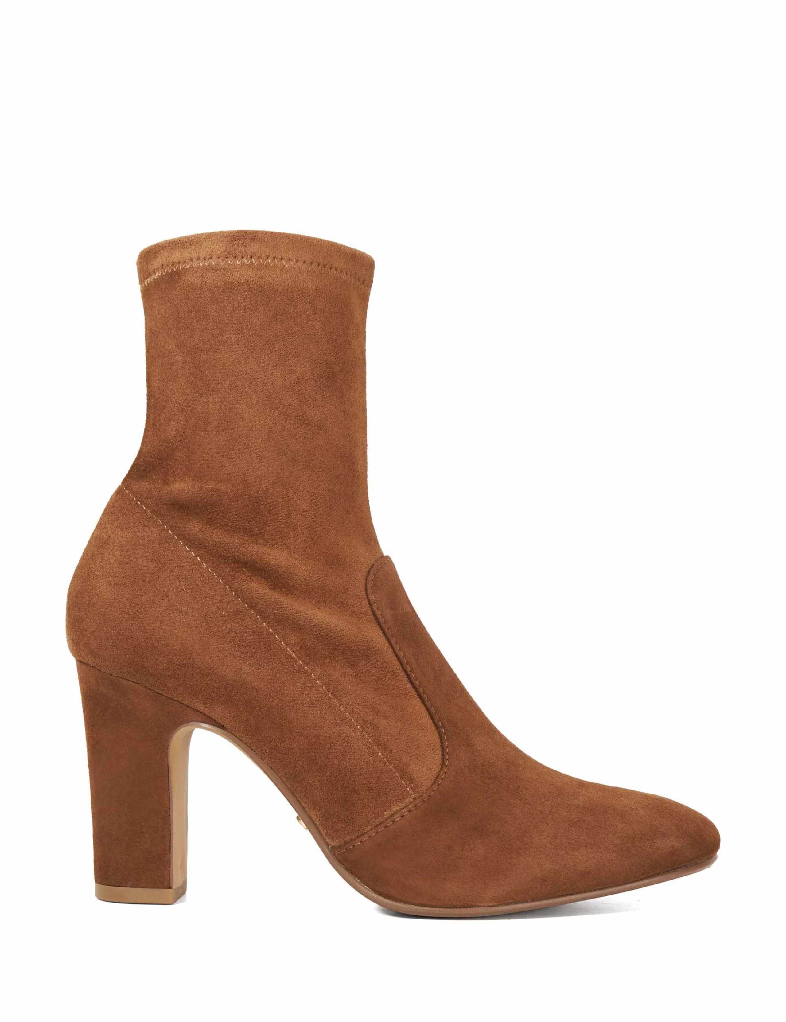 Suede Block Heel Sock Boots