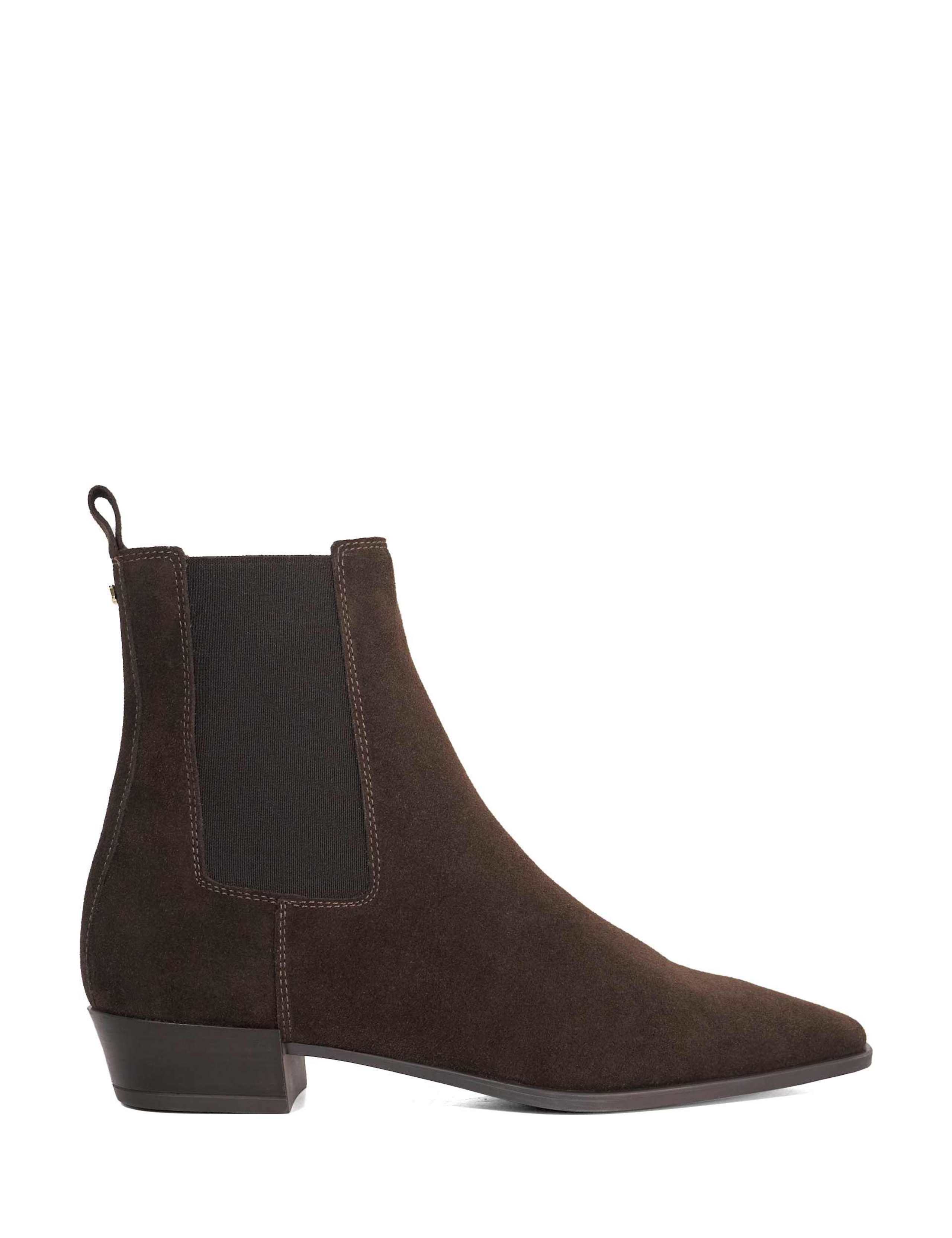 Suede Chelsea Block Heel Ankle Boots