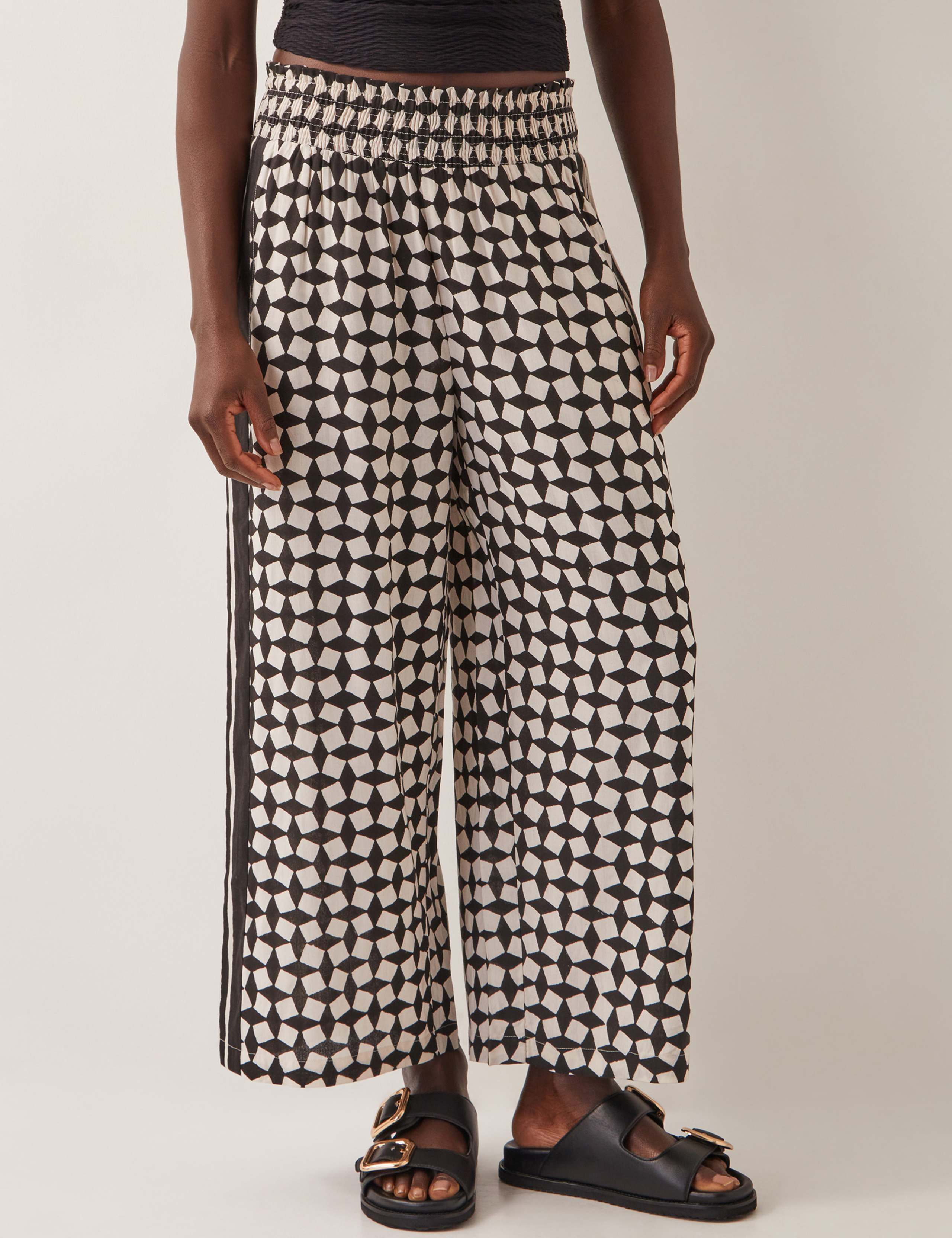 Geometric Elasticated Waist Trousers