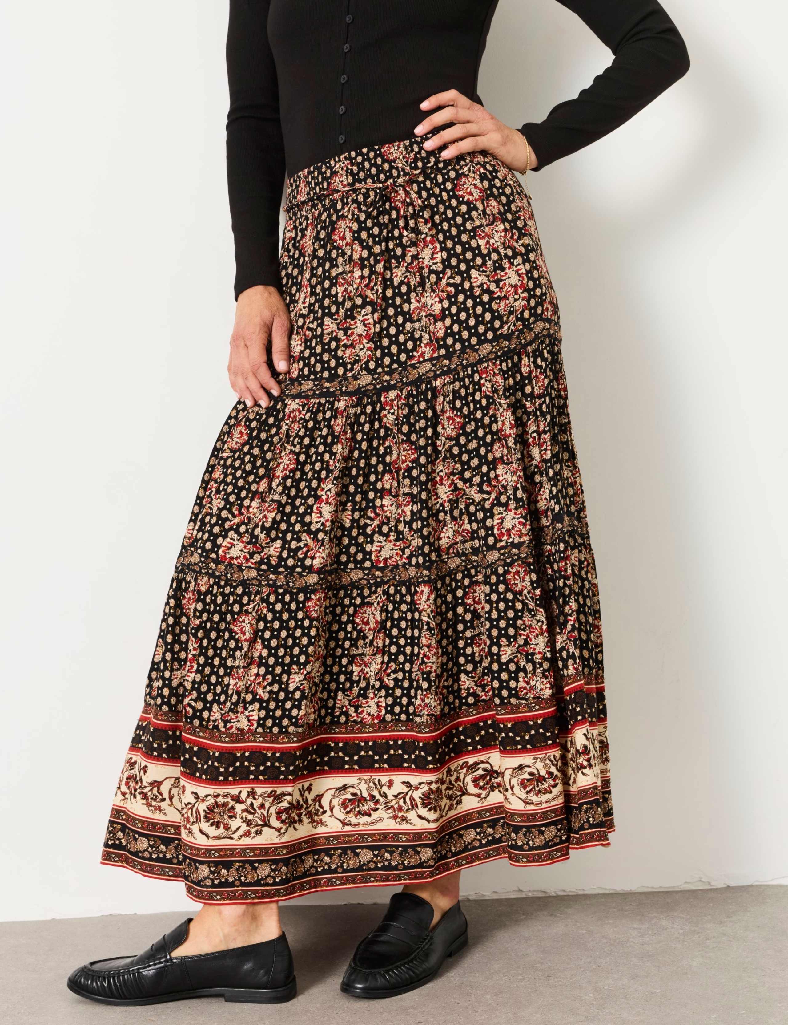 Printed Maxi Tiered Skirt