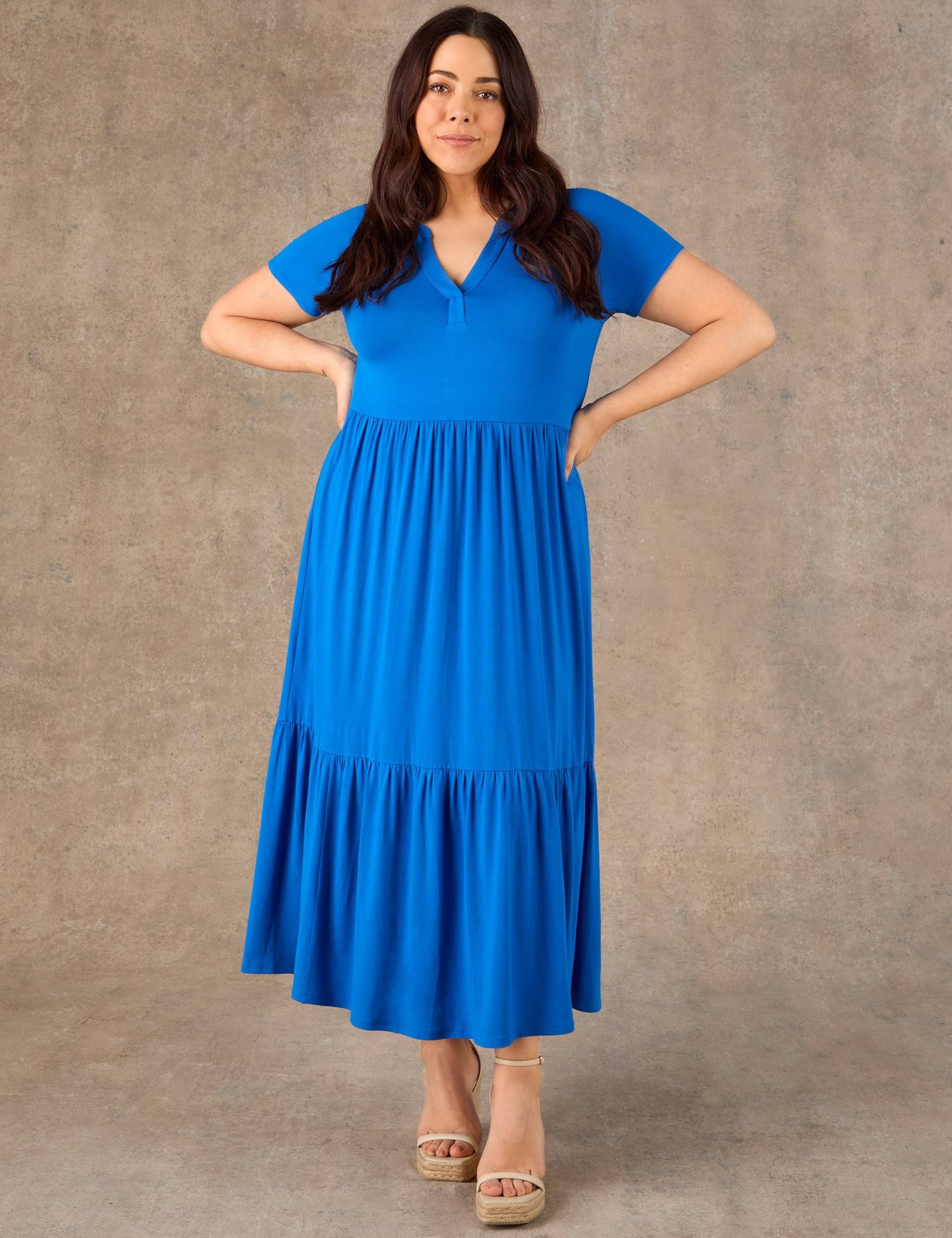 Jersey V-Neck Maxi Tiered Dress