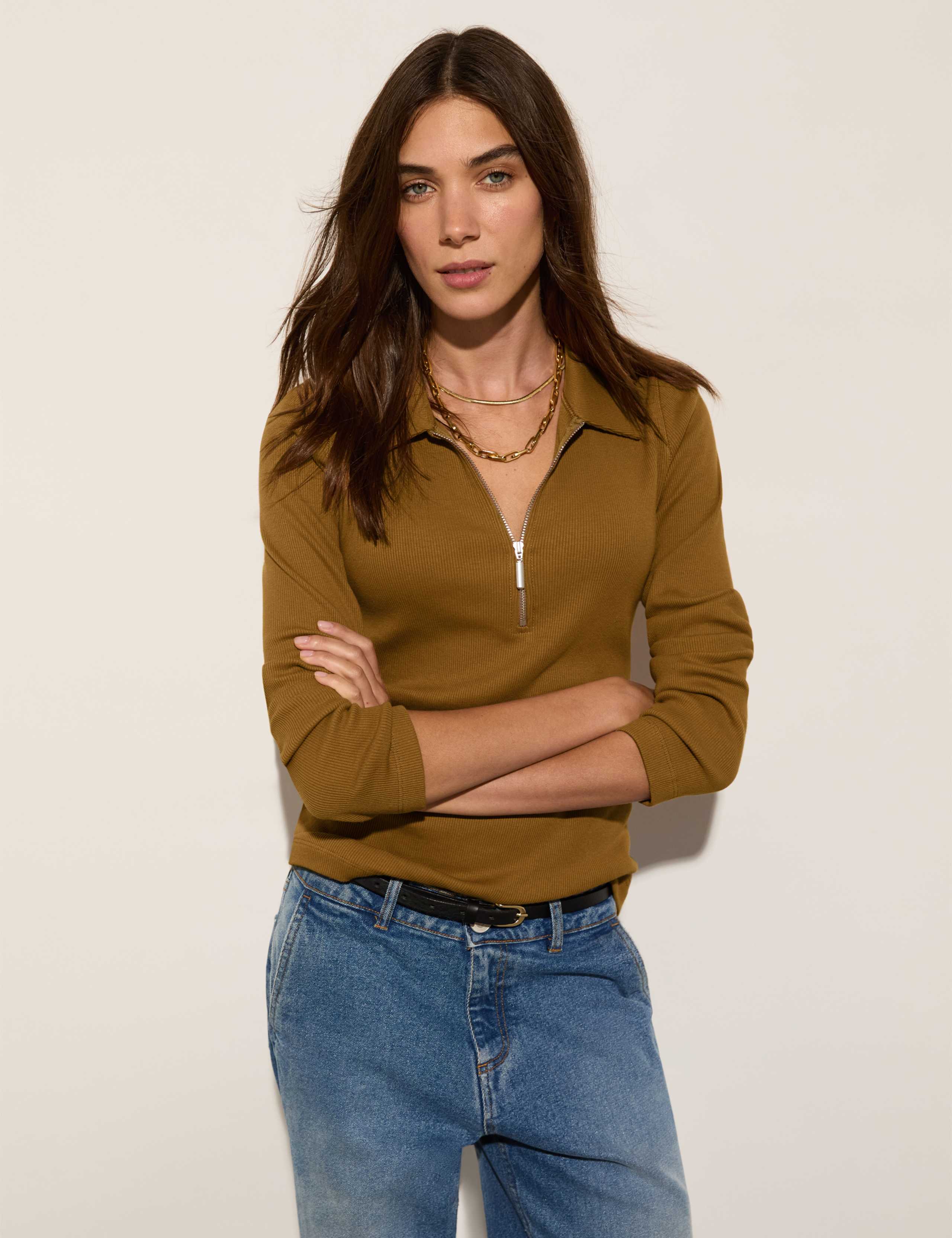 Pure Cotton Half-Zip Top