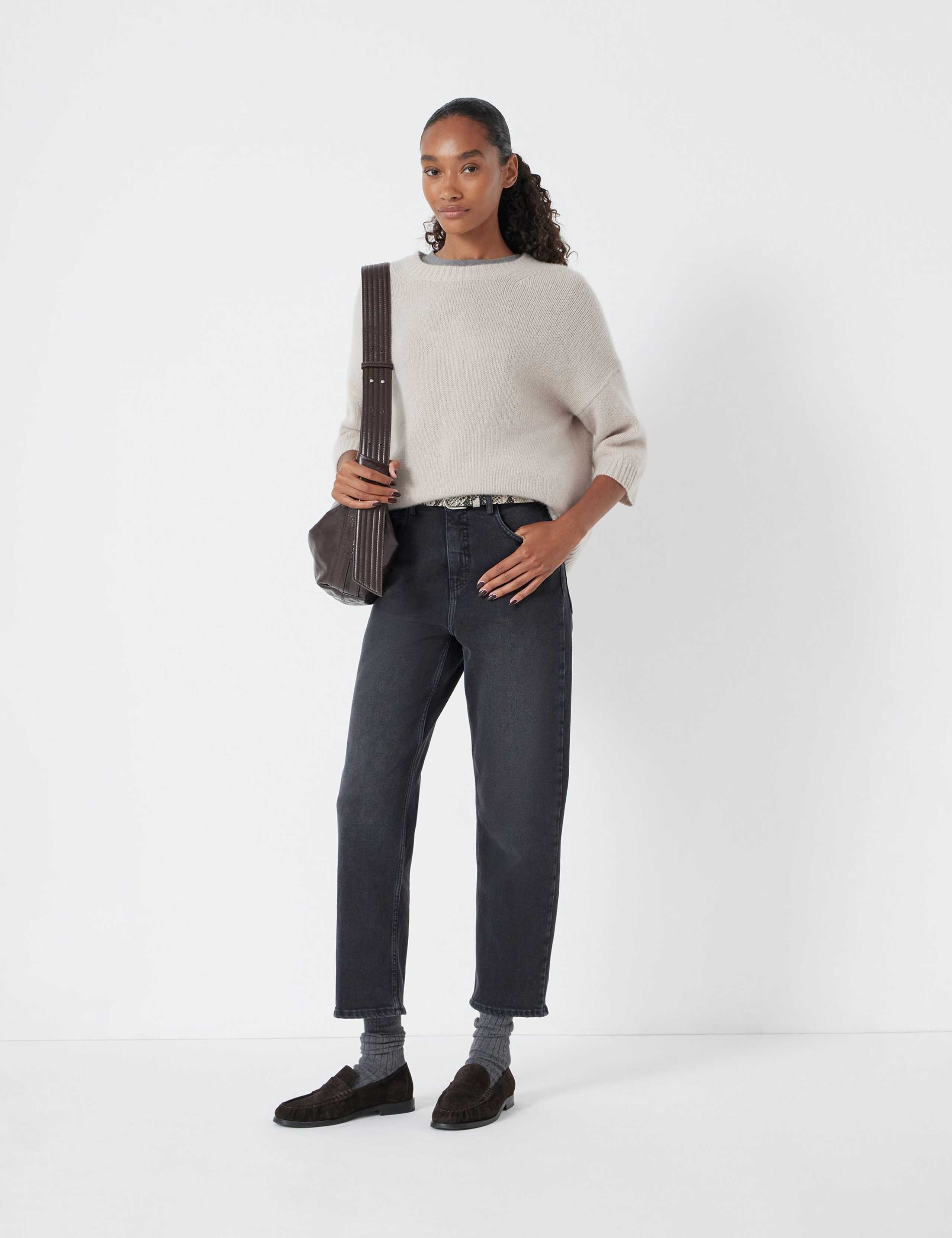 Cotton Rich High Waisted Straight Leg Cropped Jeans