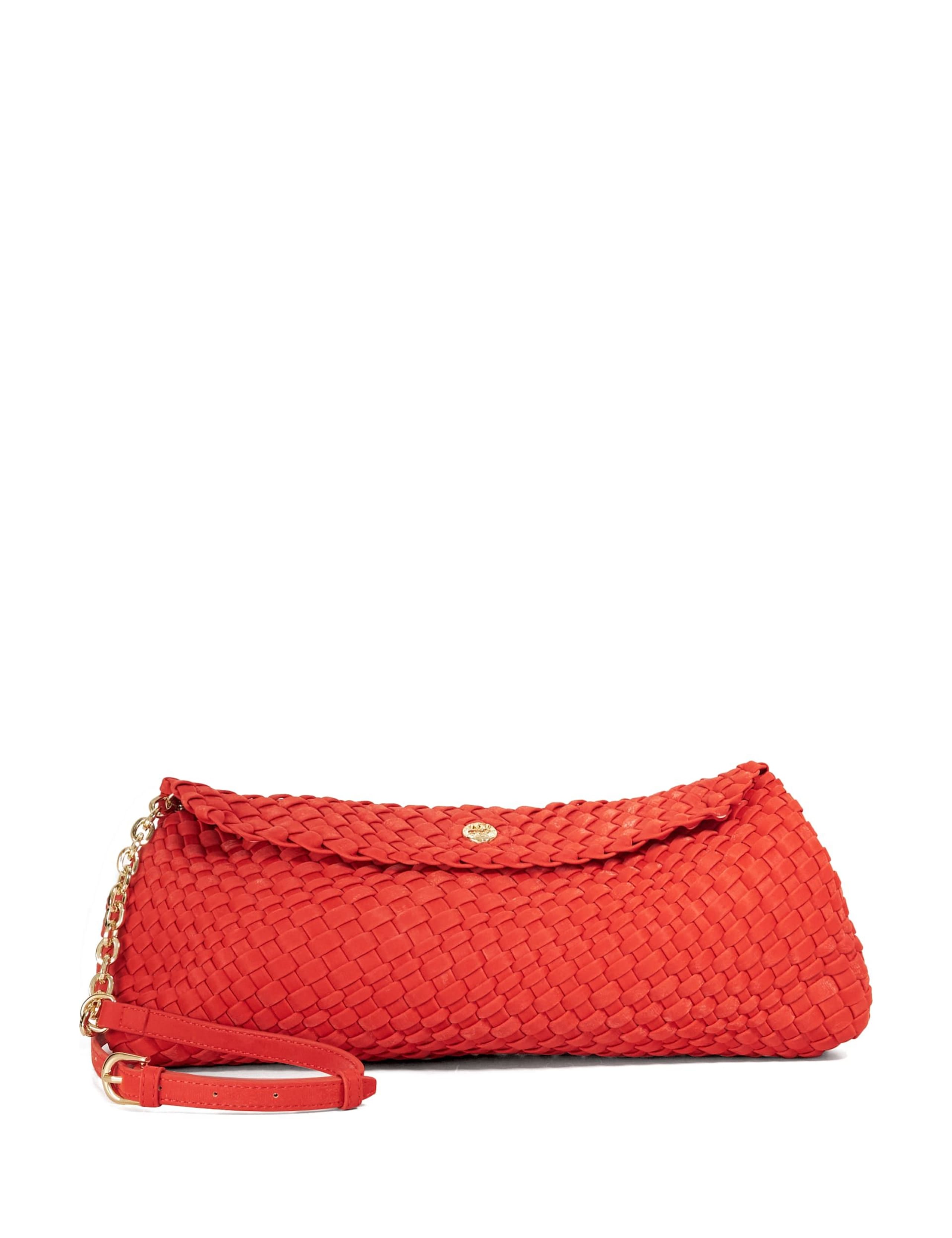 Faux Leather Woven Clutch Bag