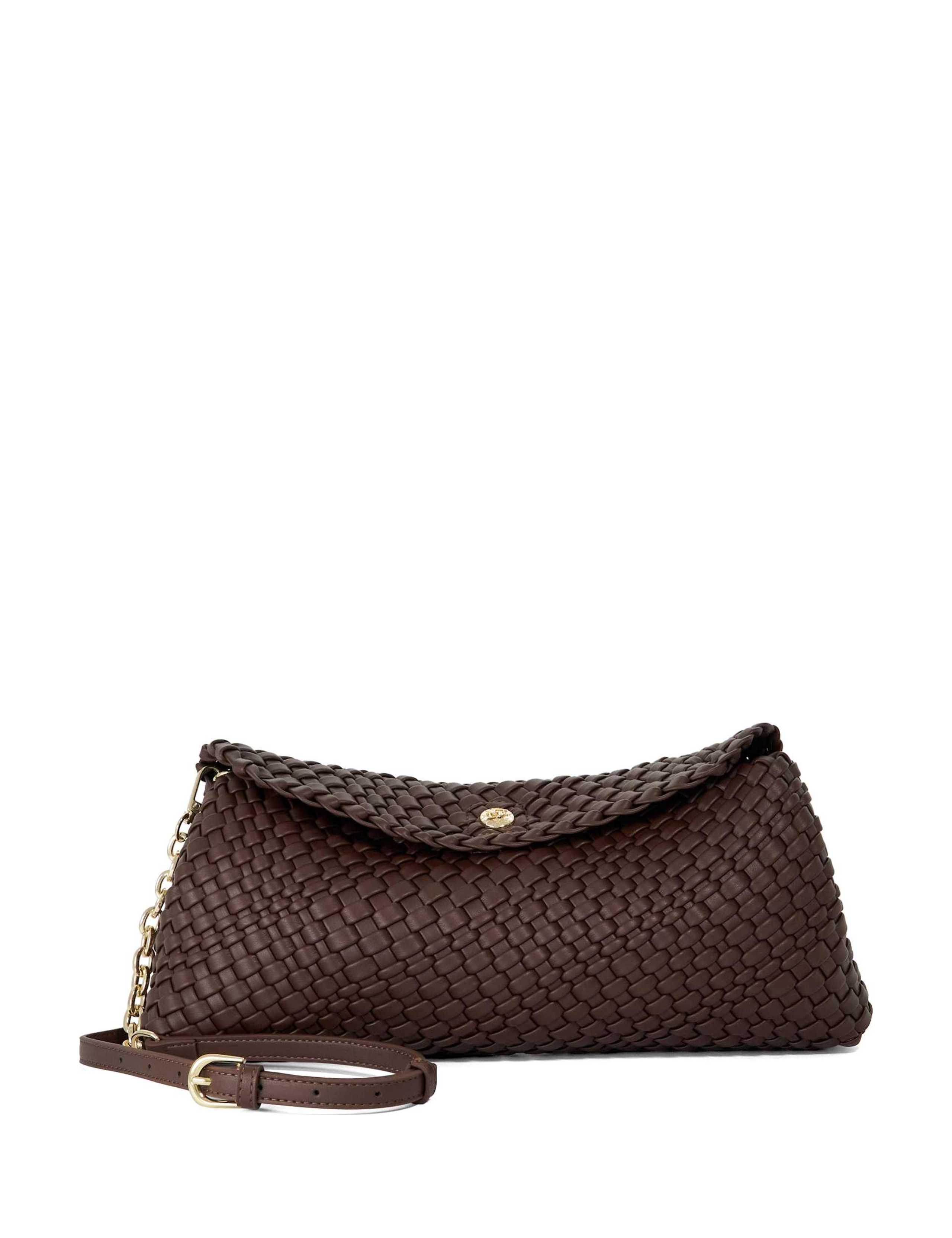 Faux Leather Woven Clutch Bag