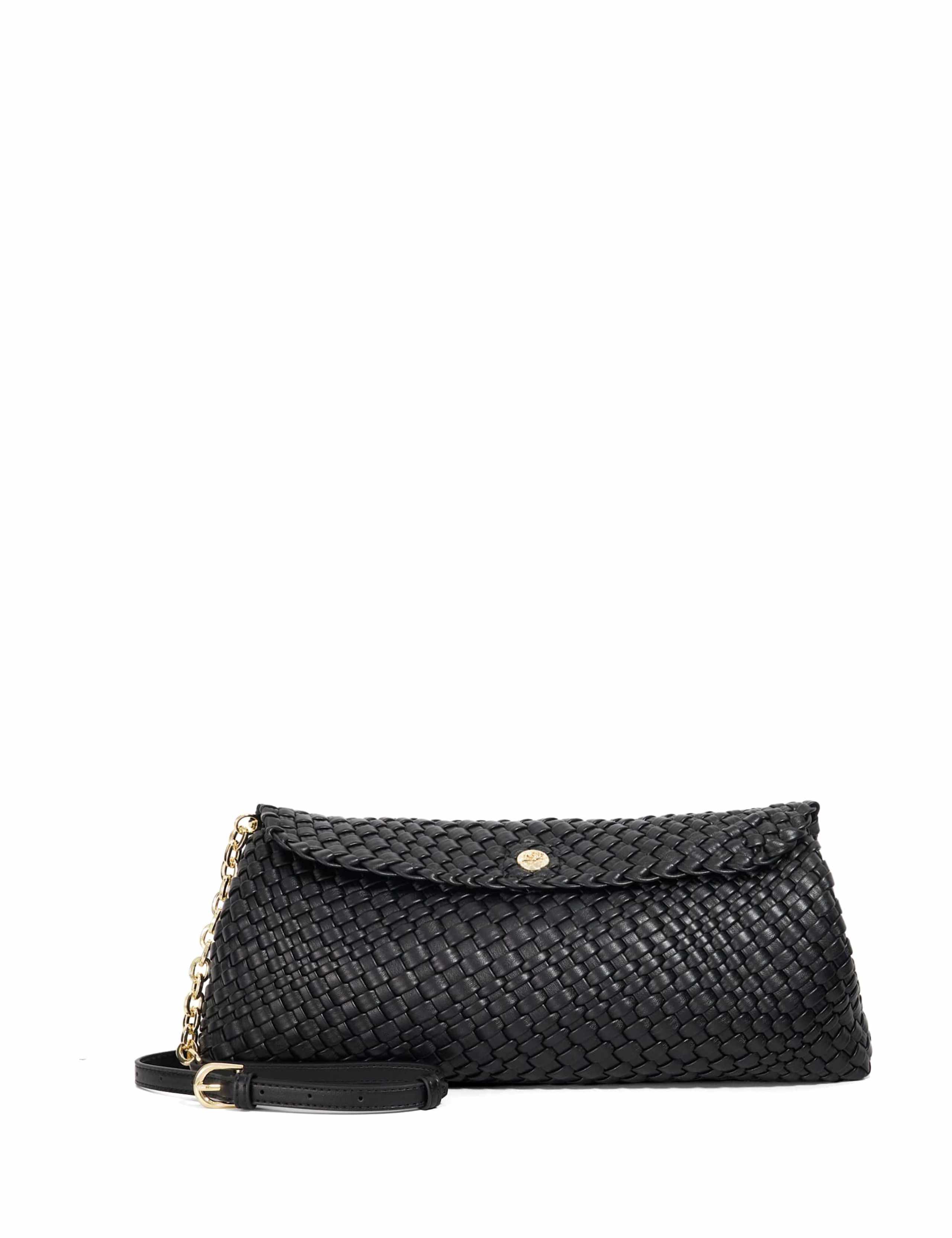 Faux Leather Woven Clutch Bag