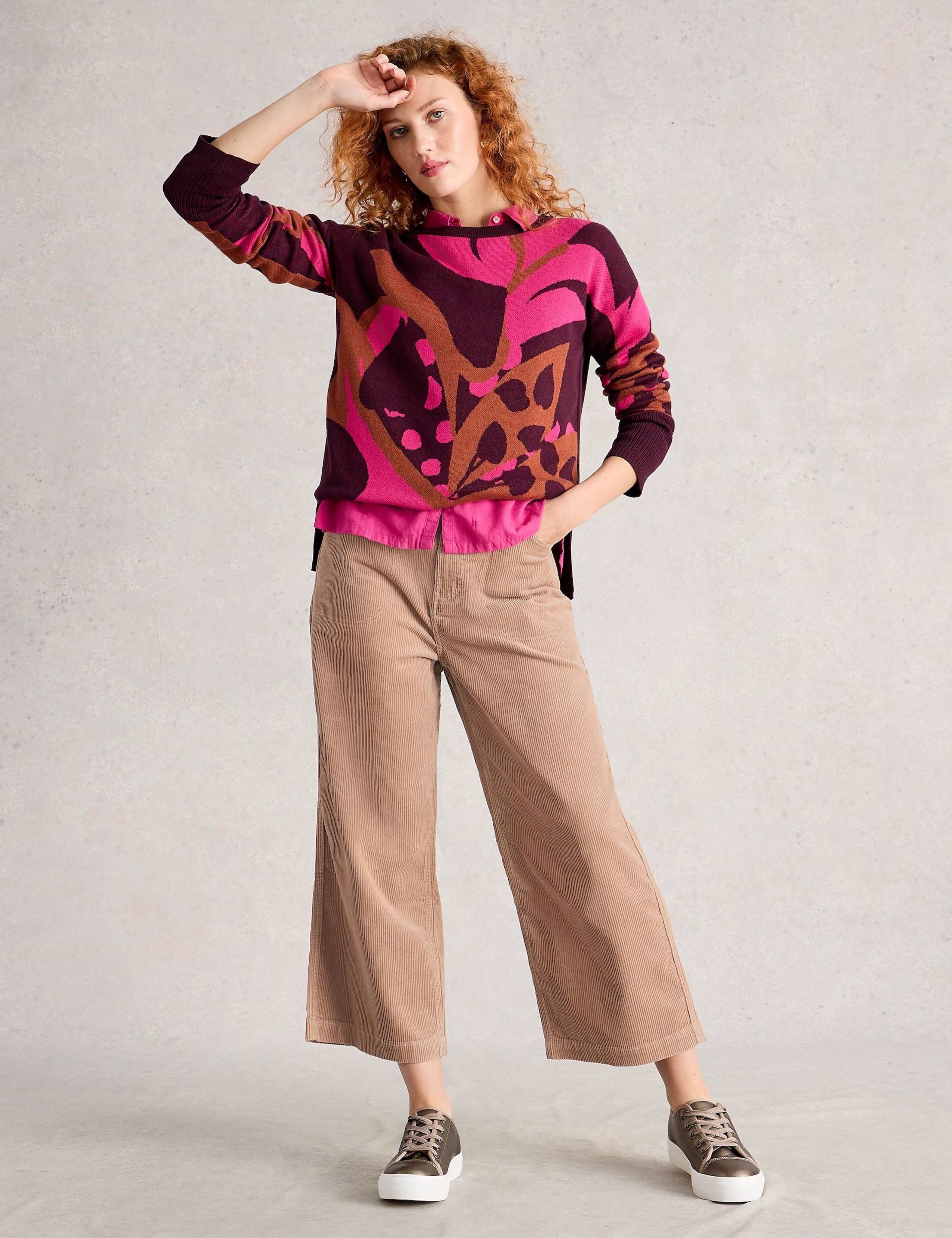 Cord Wide Leg Cropped Trousers