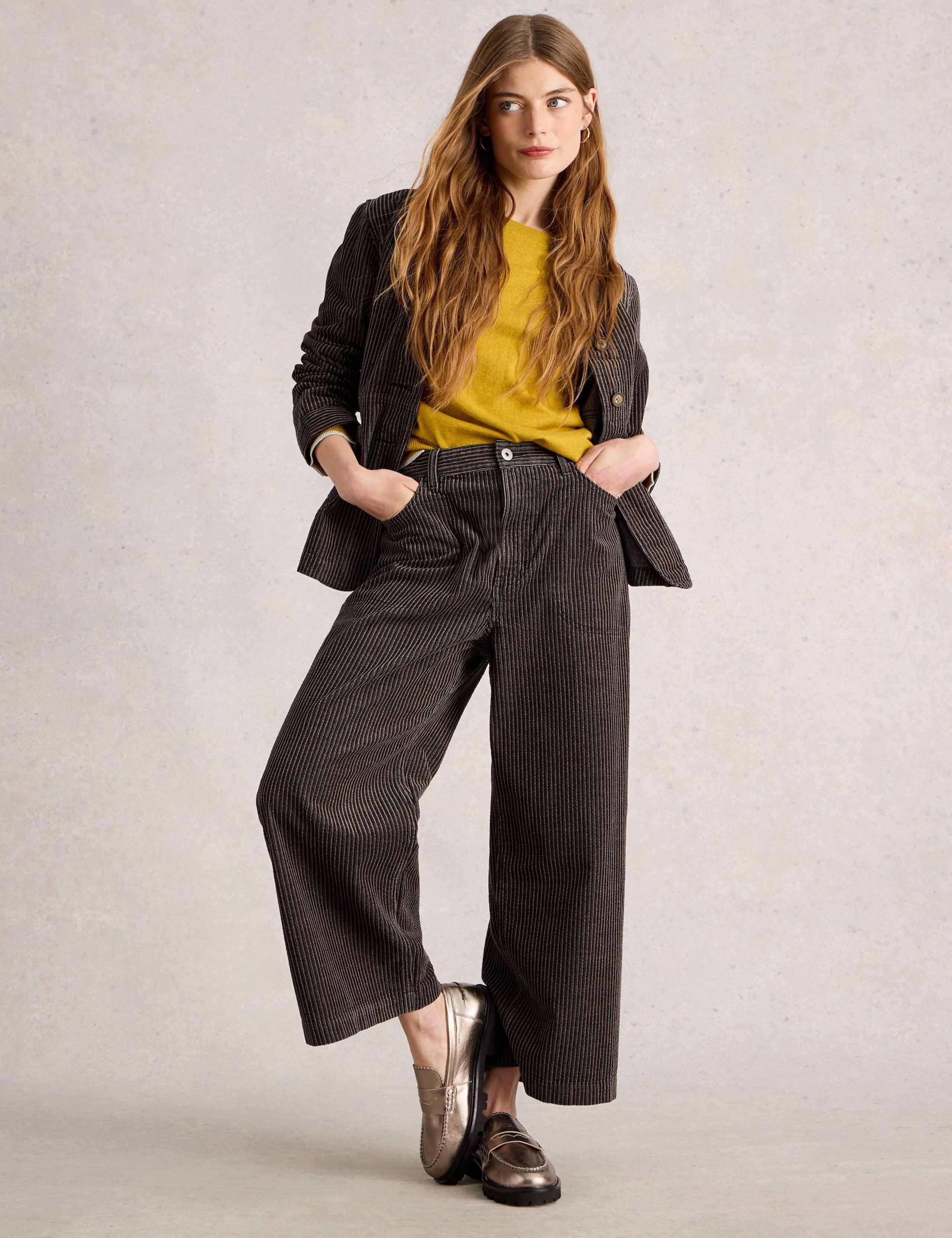 Cord Wide Leg Cropped Trousers