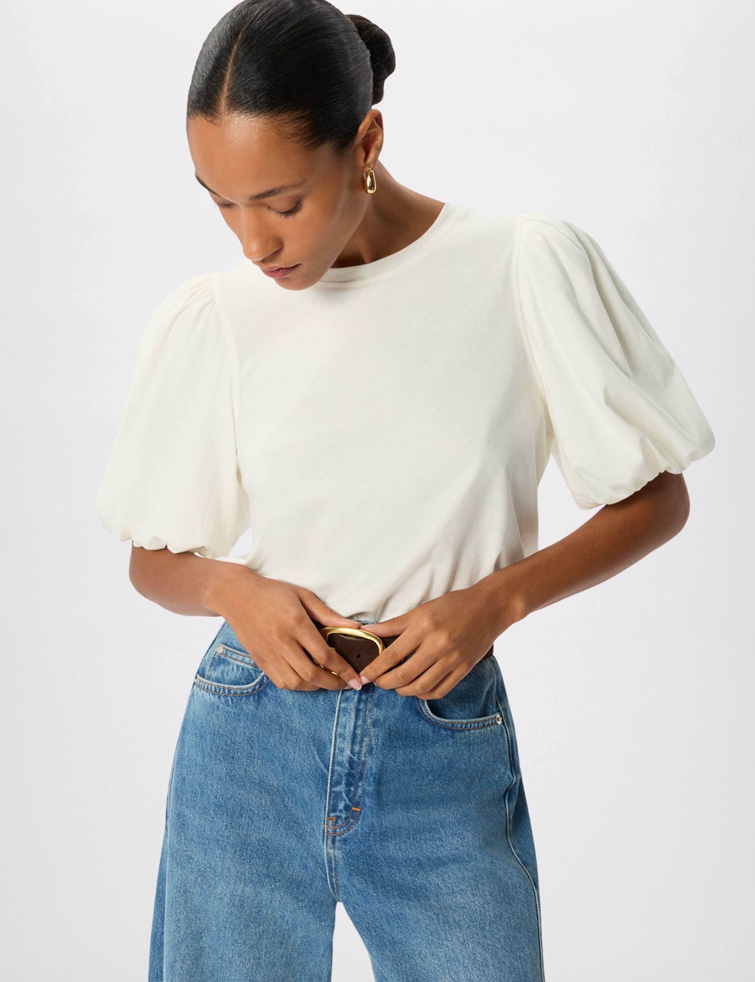 Pure Cotton Puff Sleeve T-Shirt