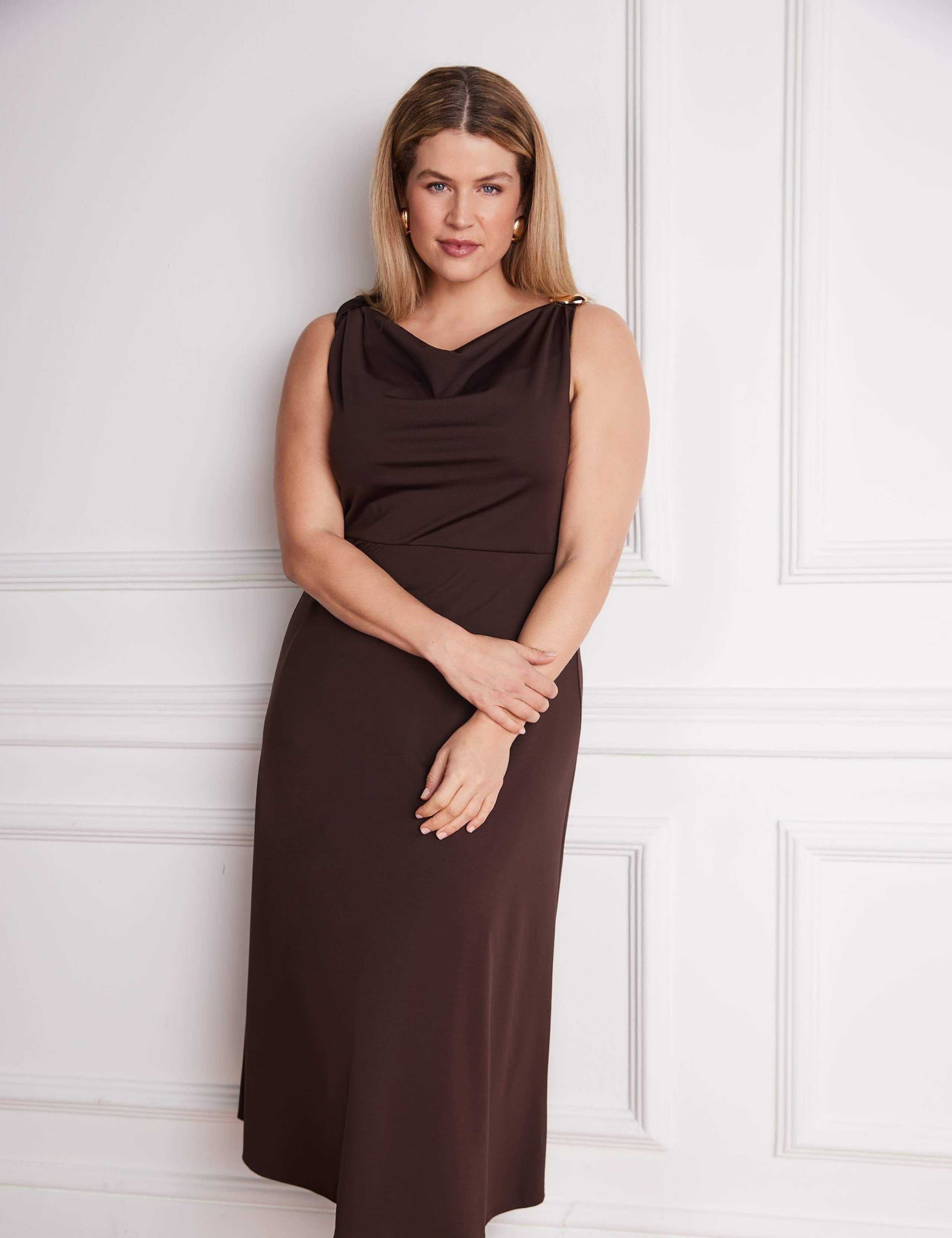 Lyocell Rich Cowl Neck Maxi Slip Dress