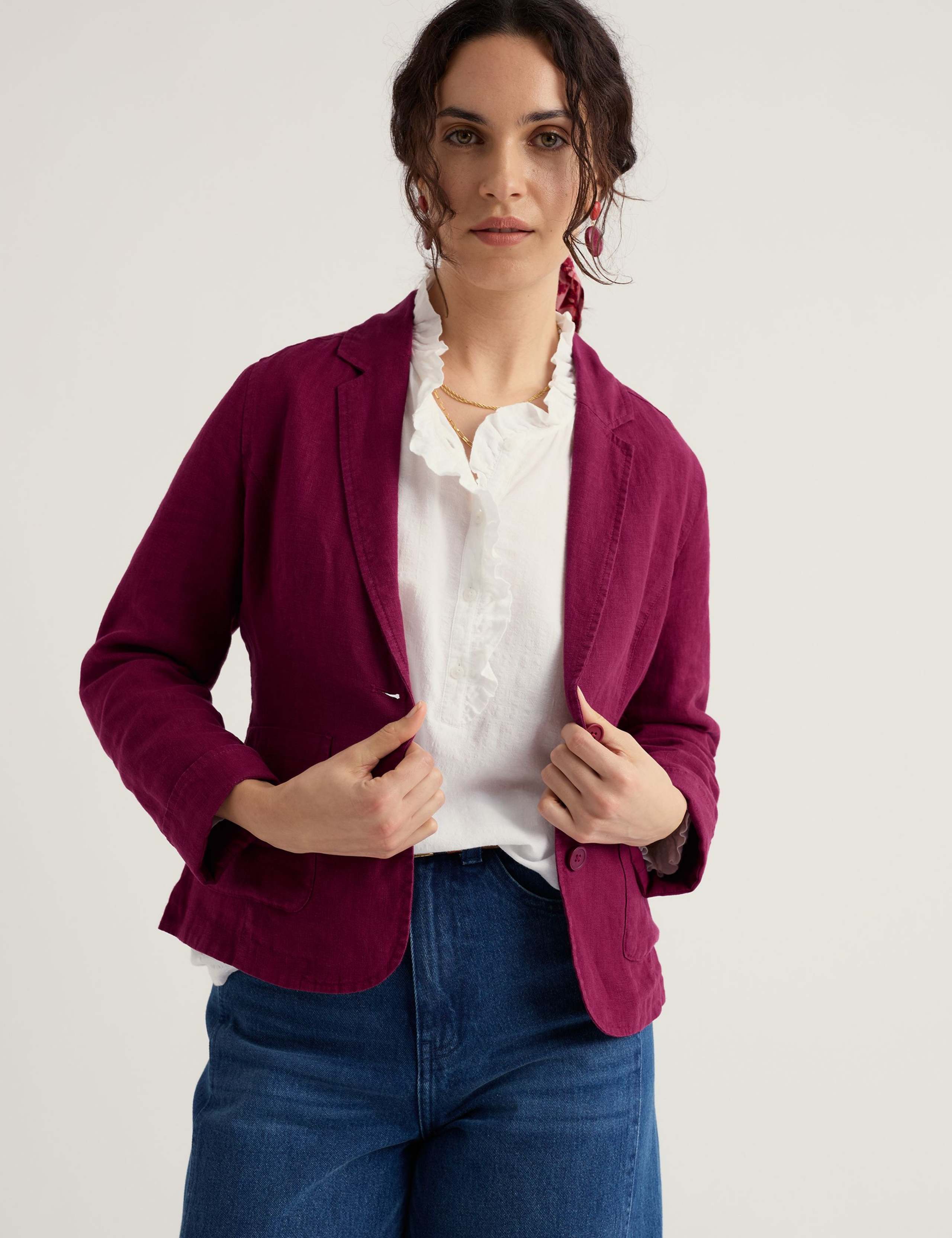 Pure Linen Single Breasted Blazer