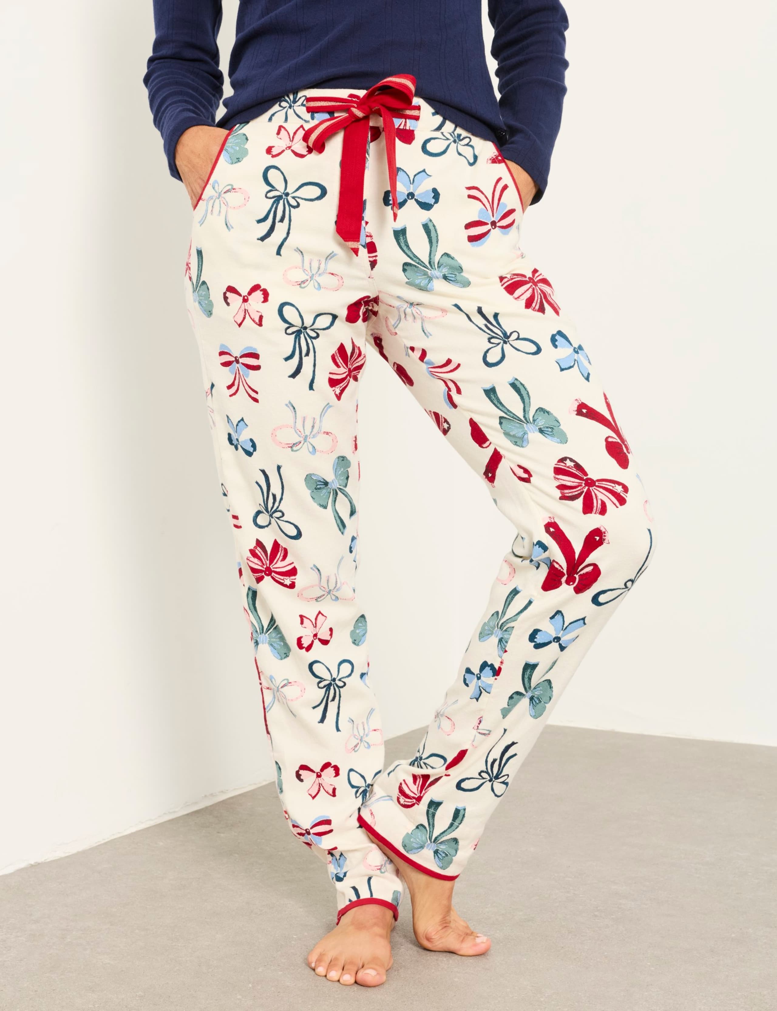 Pure Cotton Bow Print Pyjama Bottoms
