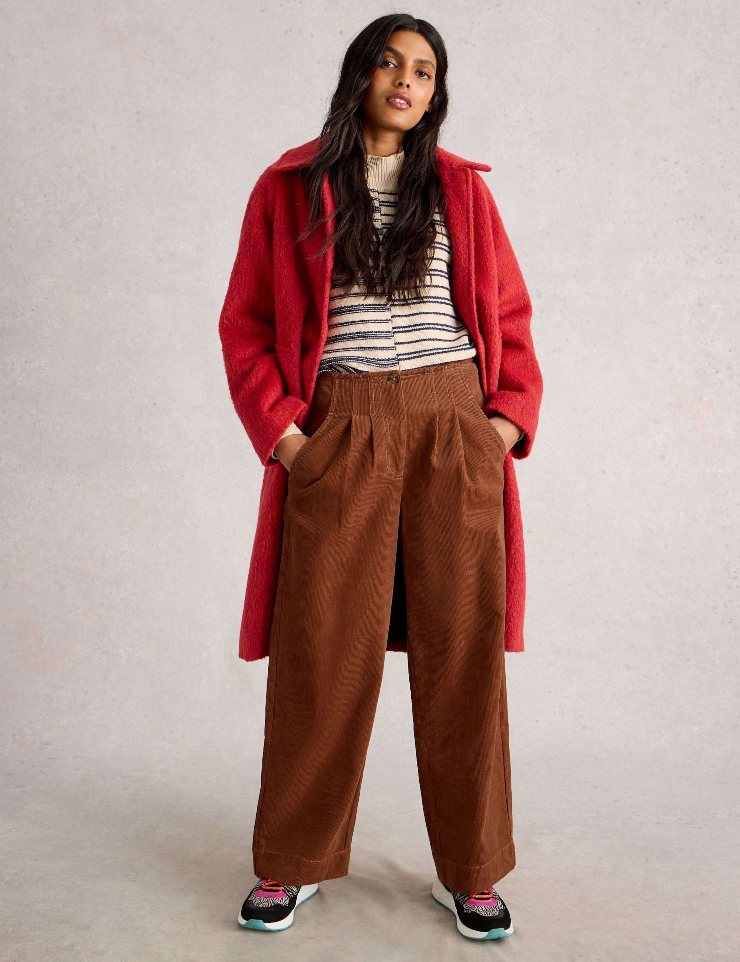 Corduroy Pleated Front Wide Leg Trouser