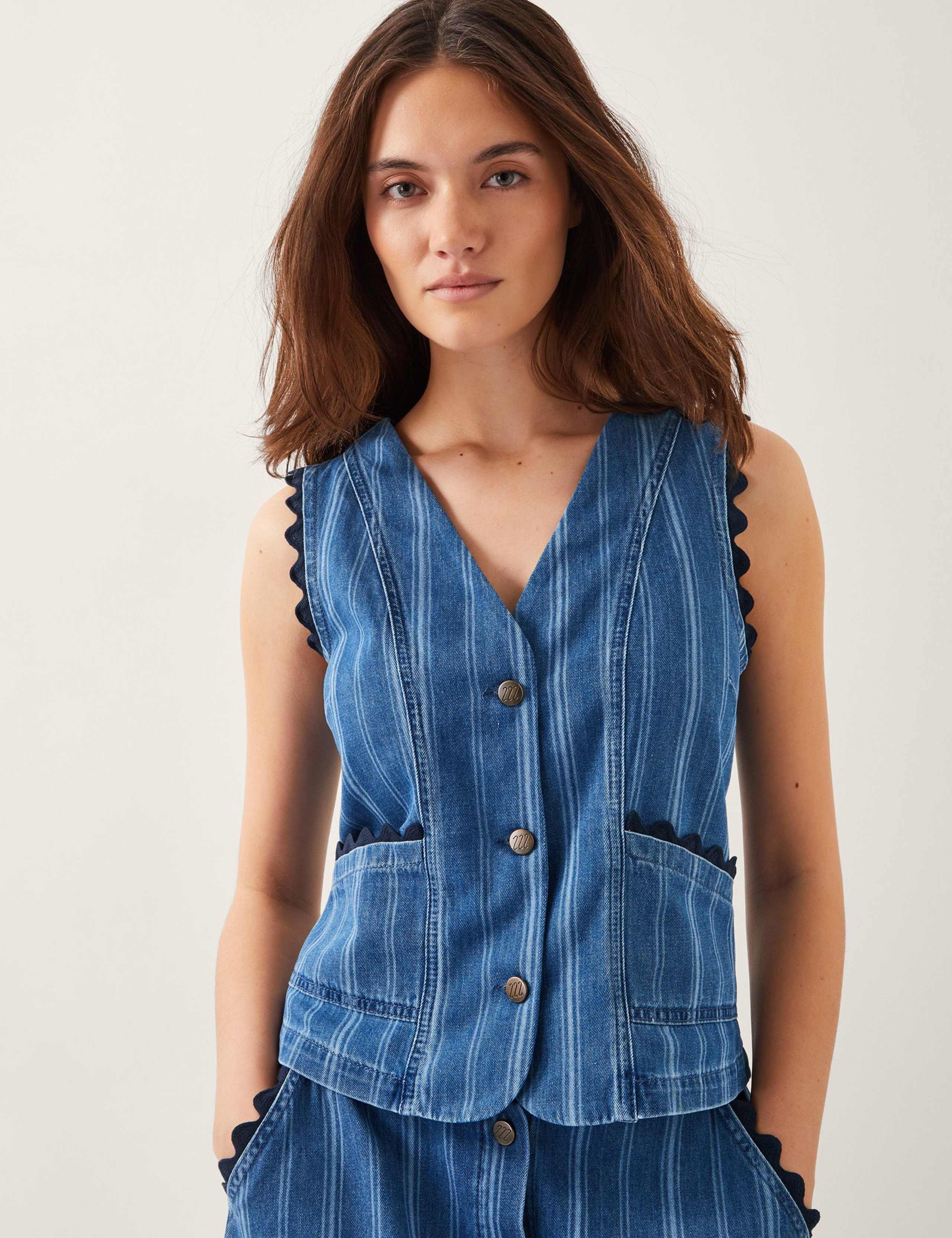 Pure Cotton V-Neck Button Through Waistcoat