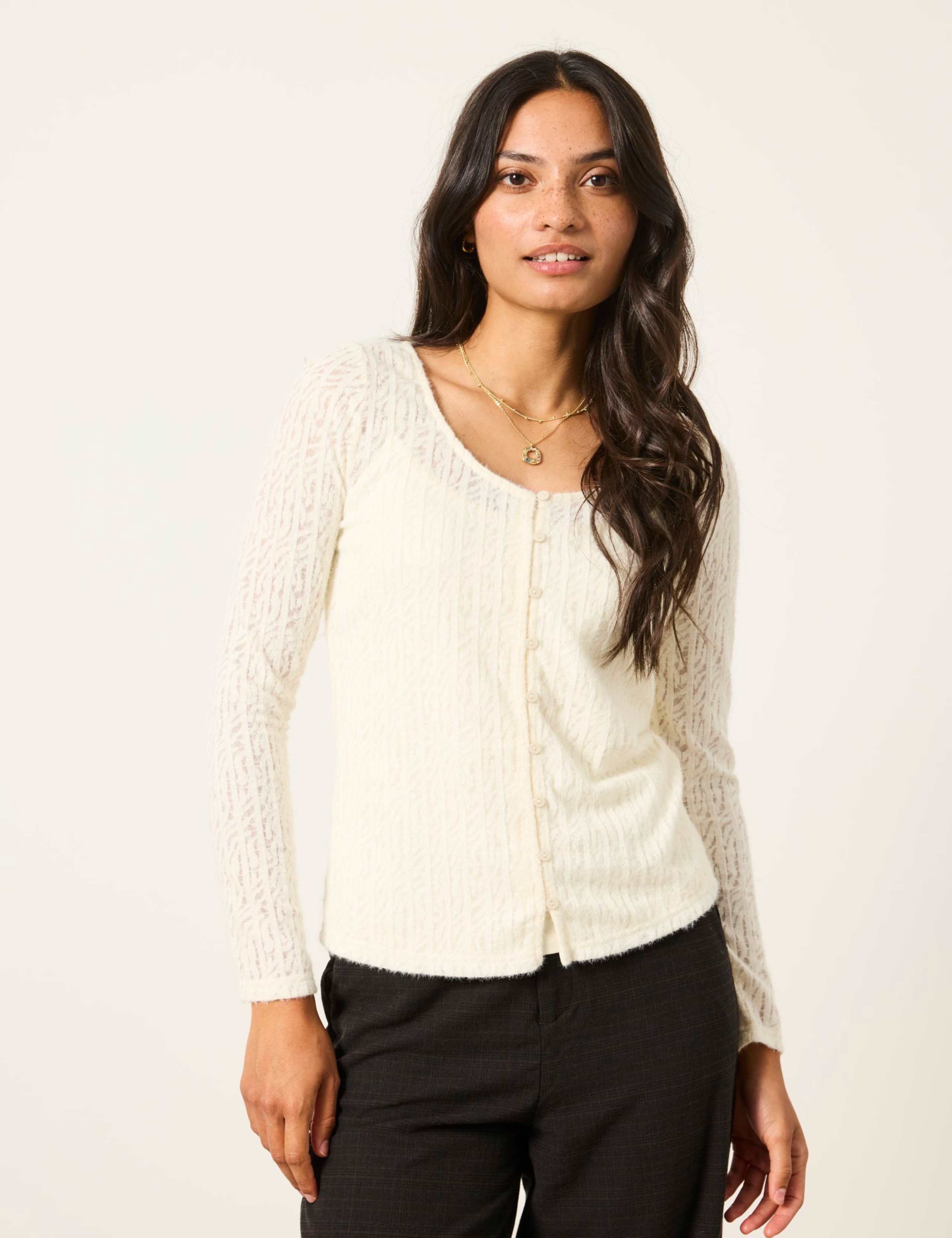 Regular Fit Lace Insert Cardigan