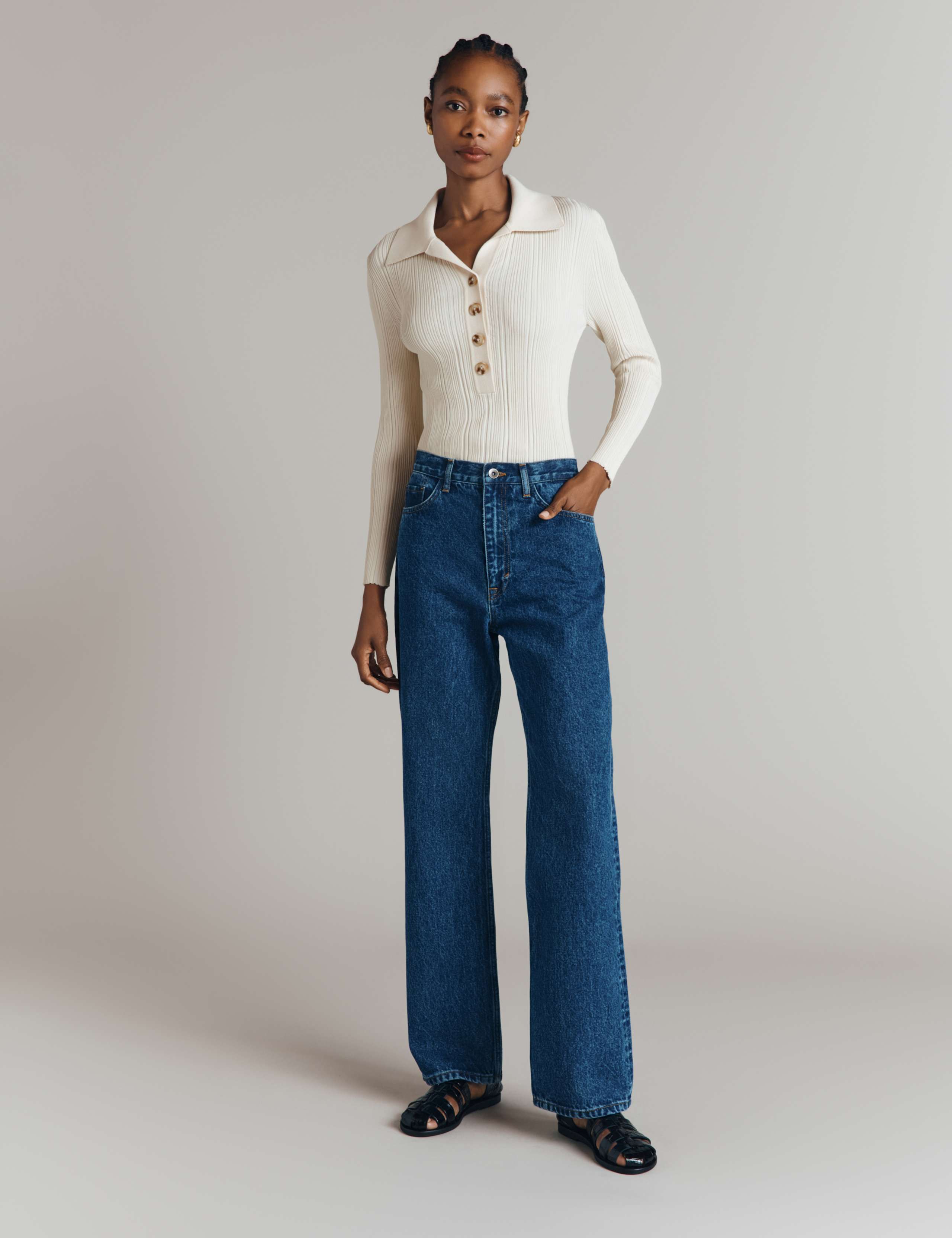 High Waisted Straight Leg Jeans