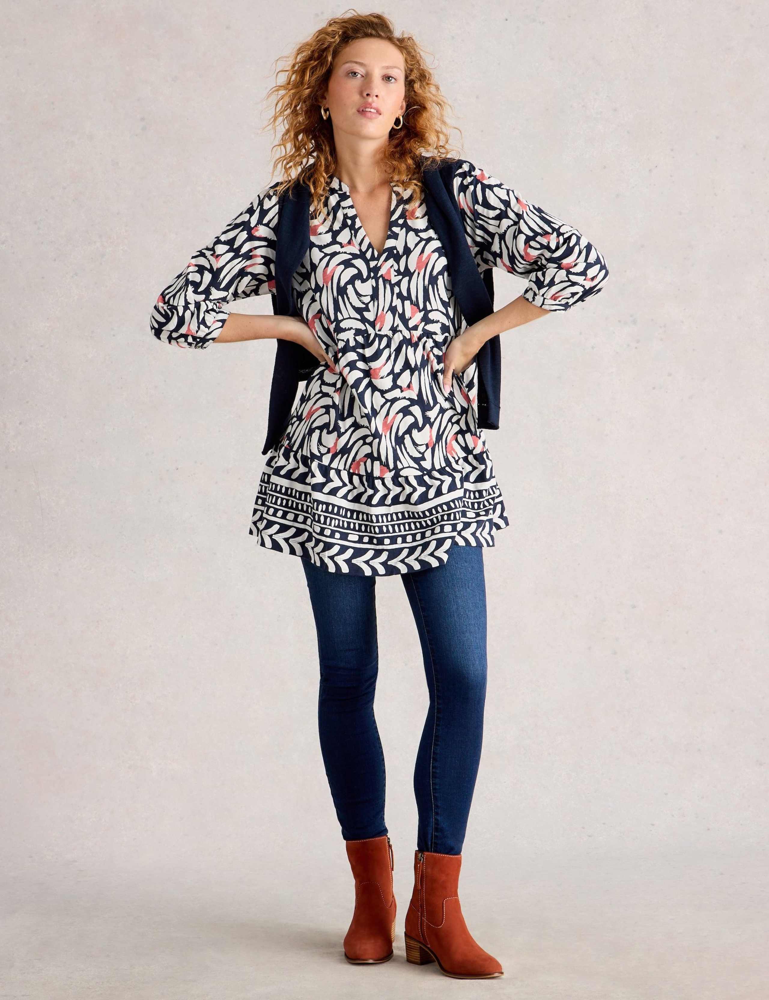 Pure Cotton Floral V-Neck Tunic