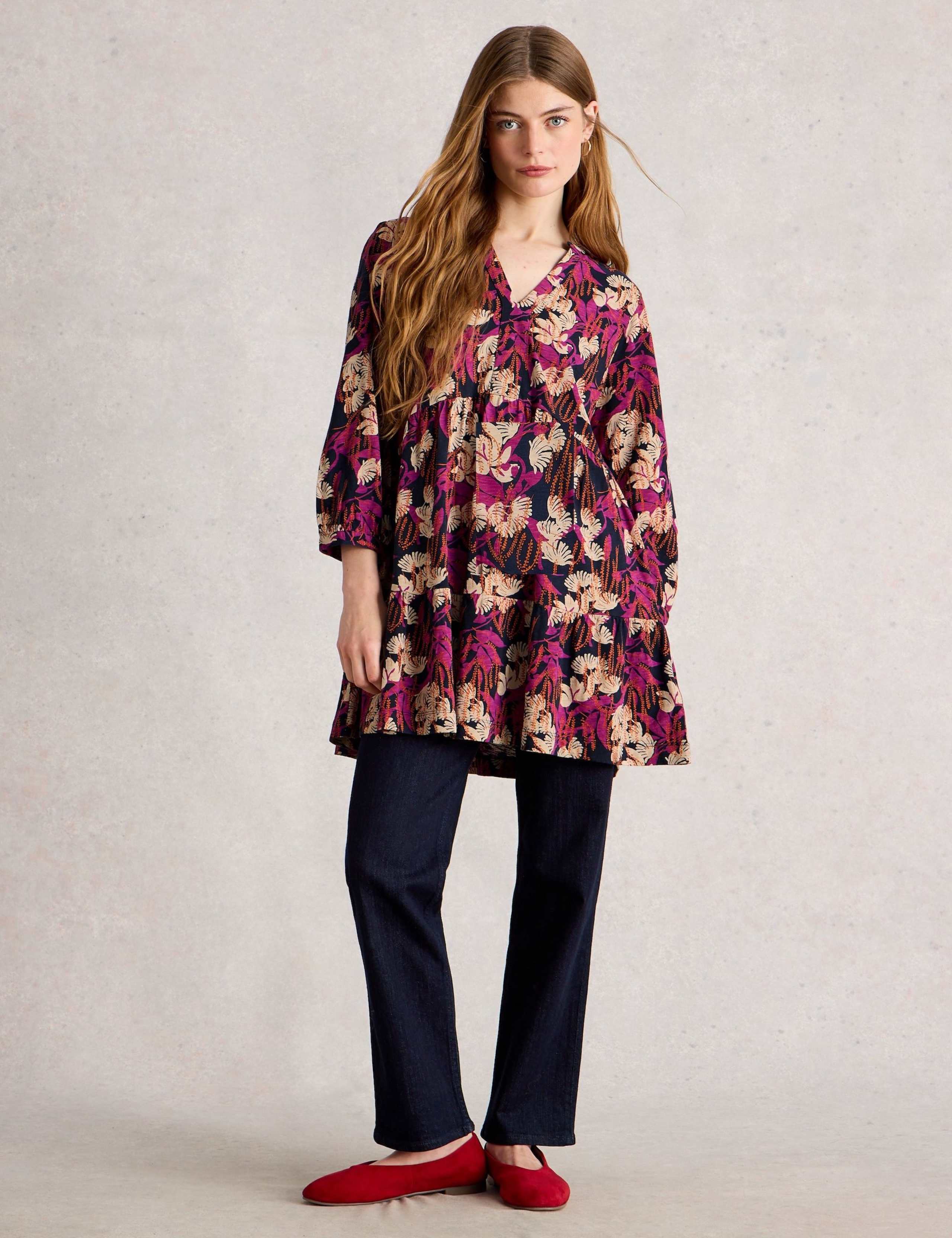 Pure Cotton Floral V-Neck Tunic