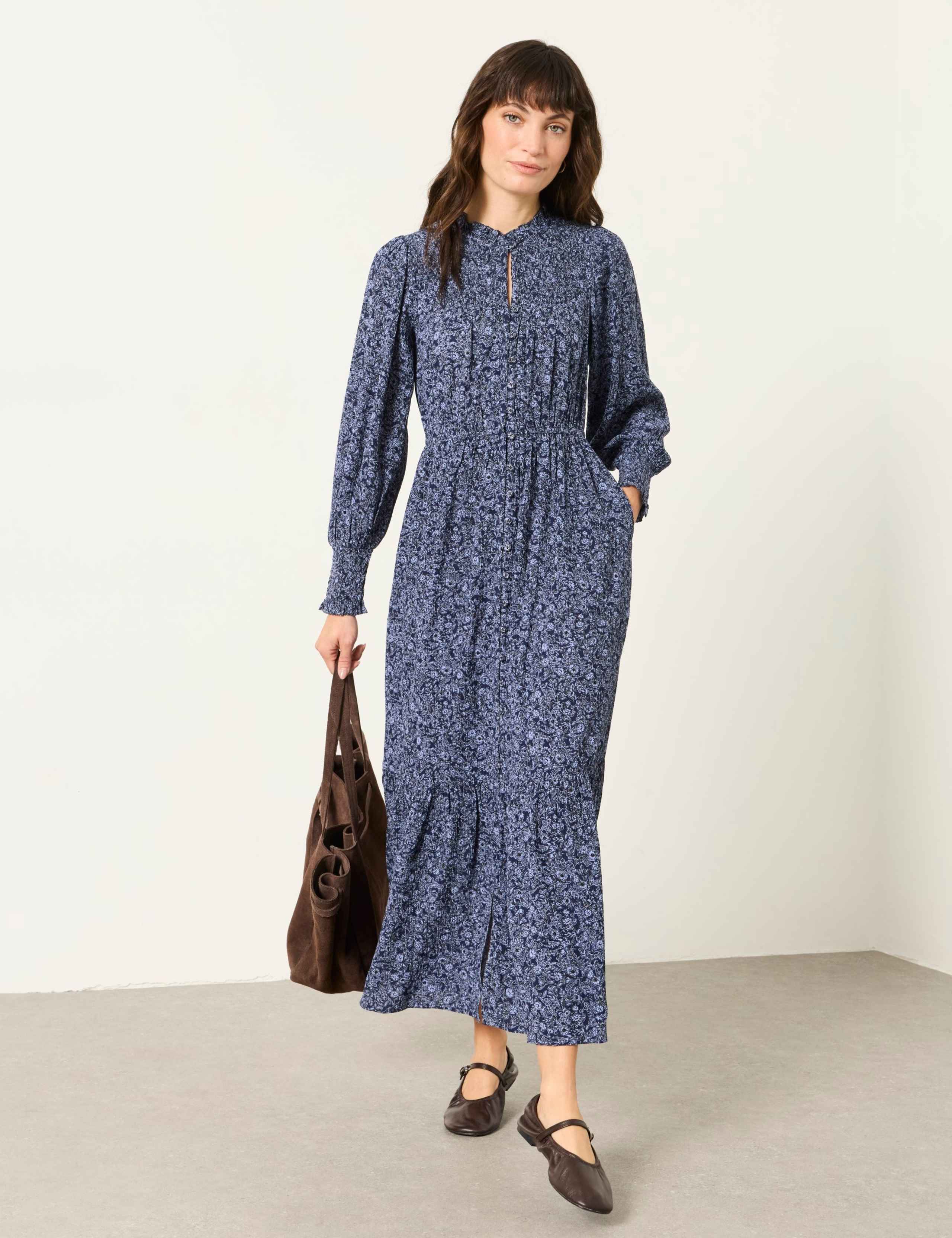 Two-Tone Floral Maxi Tea Dress