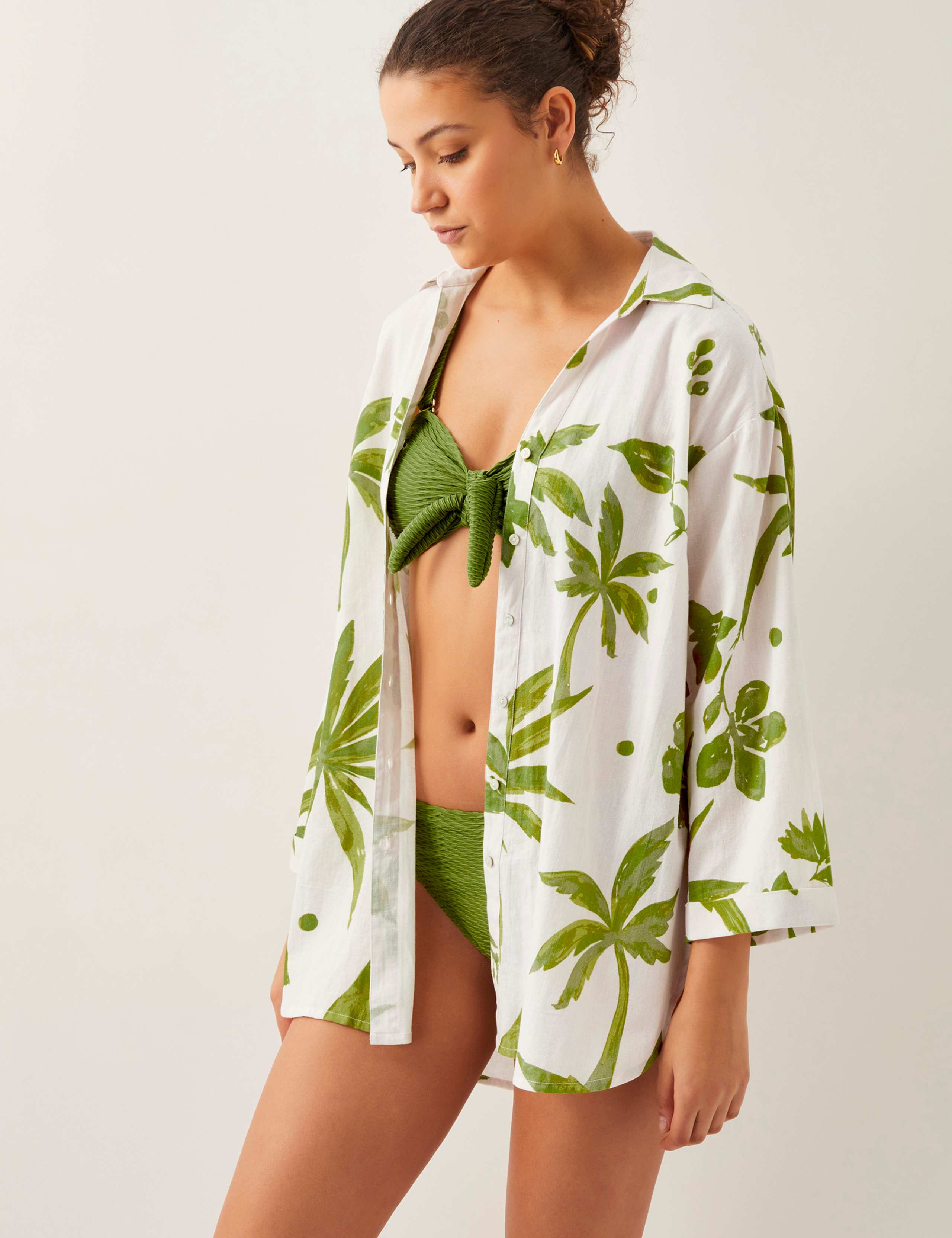 Cotton Rich Palm Print Shirt