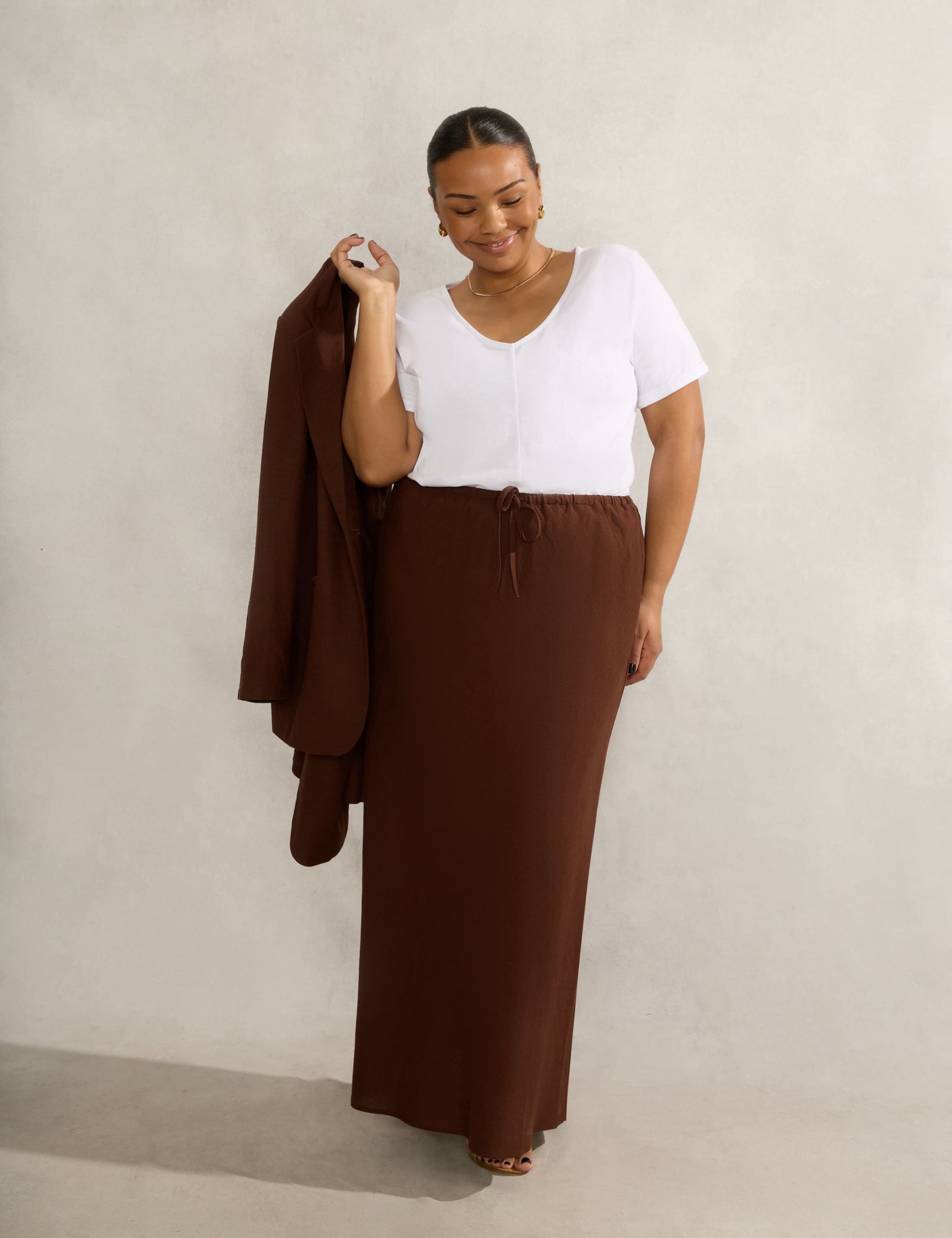 Linen Rich Slip Skirt